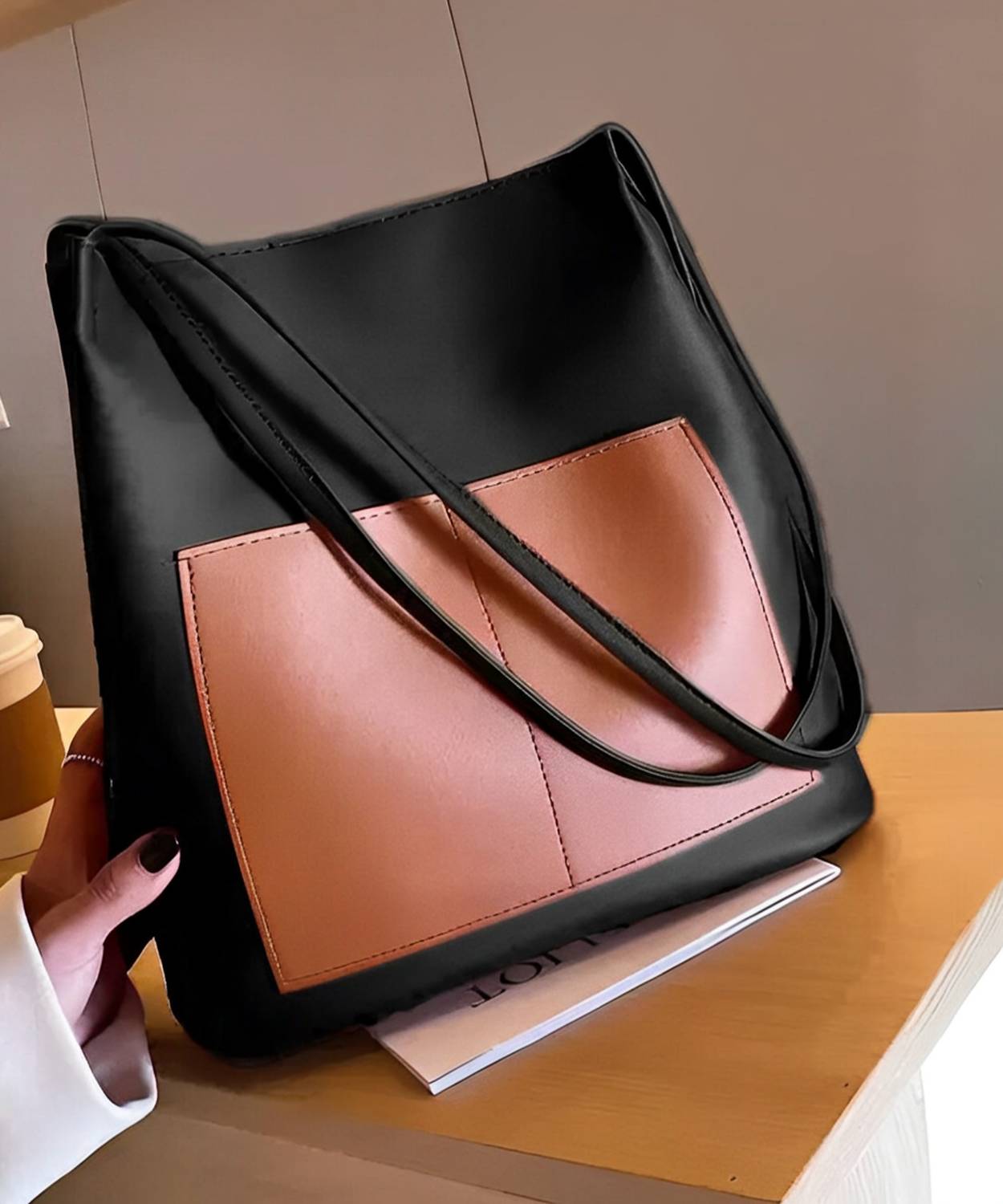 BURRAQUE Black Tote Trendy Tote Bag for women | Stylish Spacious Handbag for office