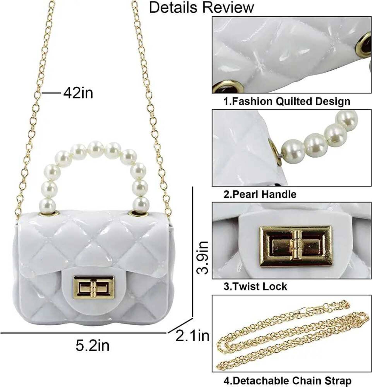 sen store White Shoulder Bag Small Pearl Handbags Kids Jelly Purse