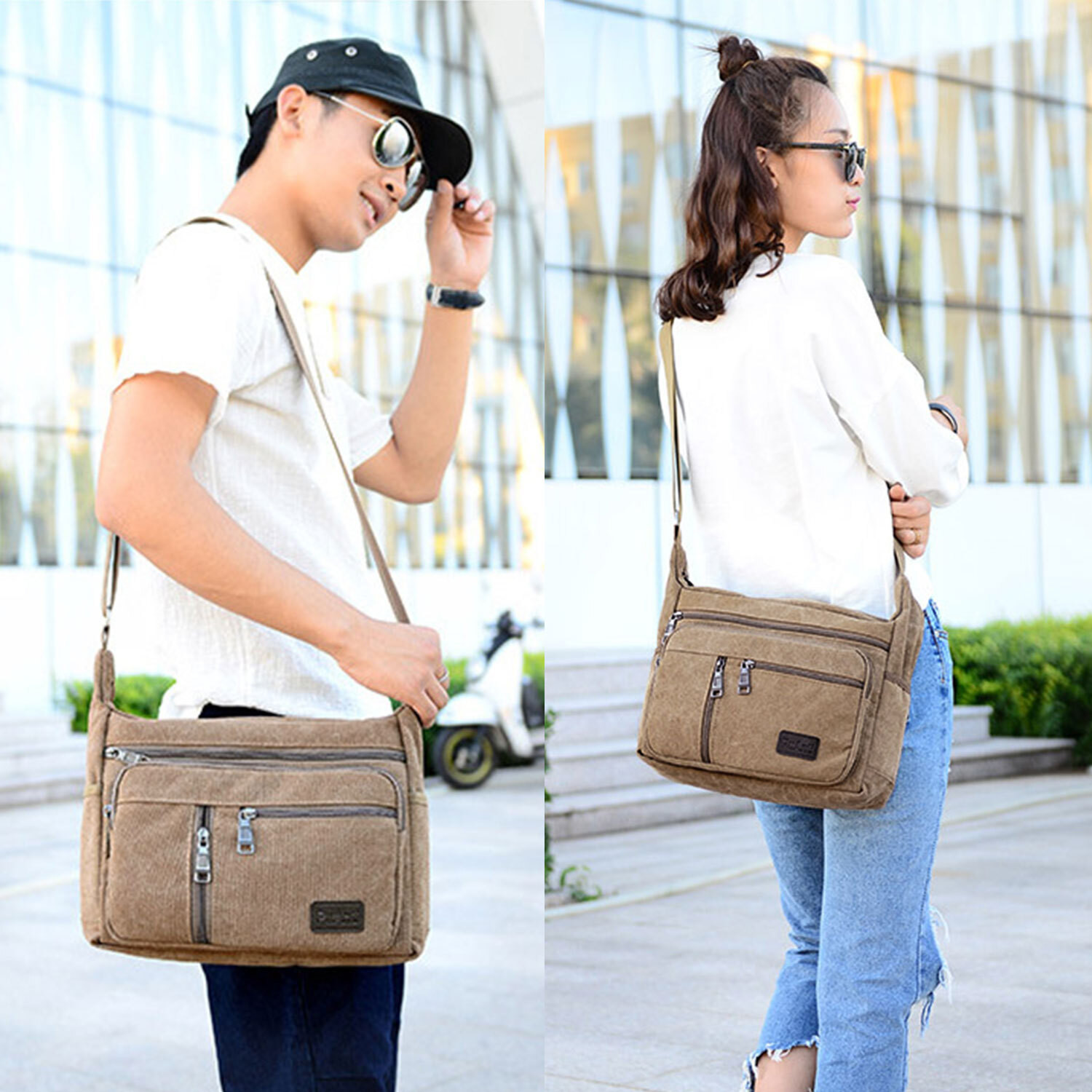 Image of MOMISY Brown Sling Bag Canvas Sling Bag