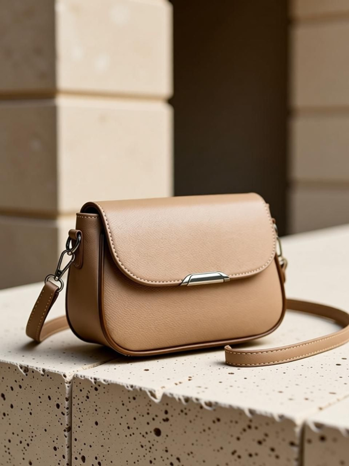 Image of ZAALIQA Khaki Sling Bag Luxury Designer Women's Crossbody and Shoulder Bags. Travel Bags for Ladies