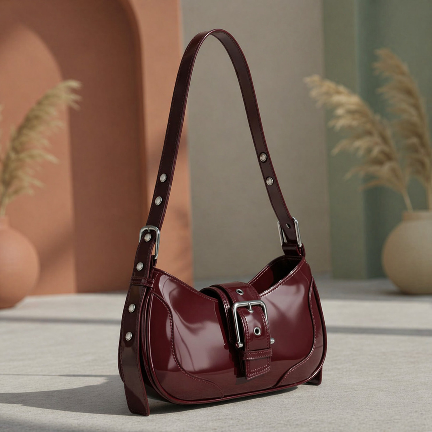 Image of DAZORA Maroon Sling Bag Sling bag for women Half moon Trendy Korean design