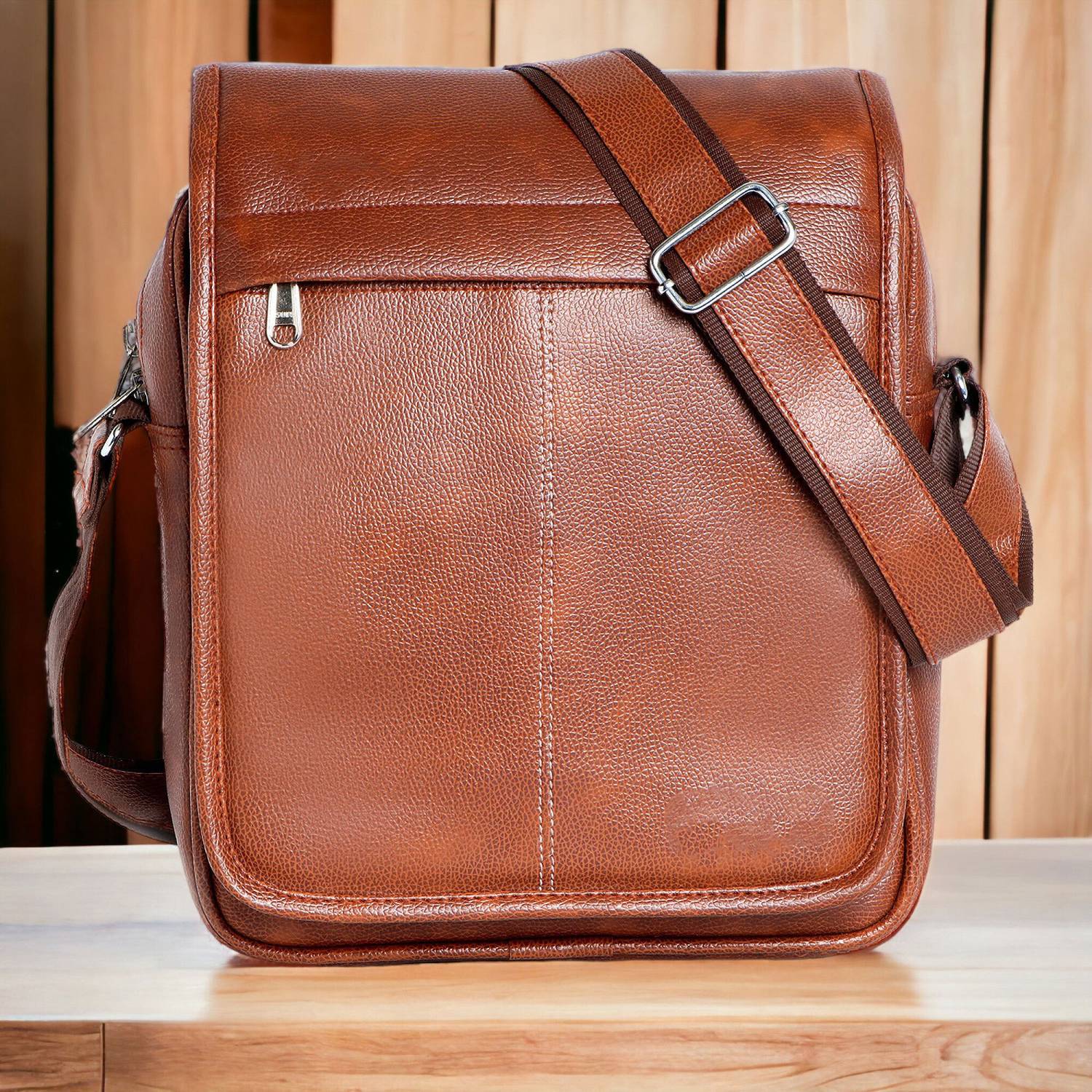 American Hunter Tan Sling Bag Vegan Leather sling bag for men