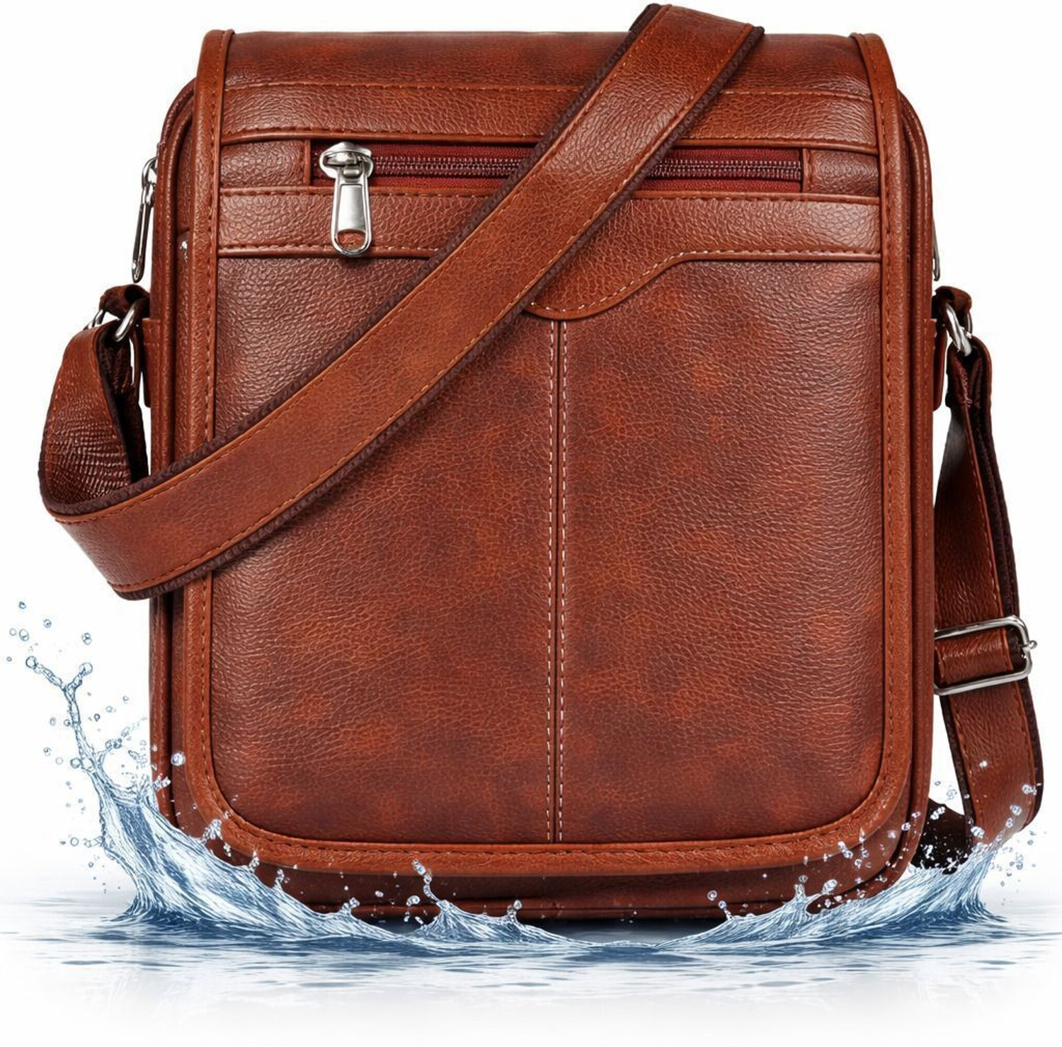 Image of Ronex Tan Sling Bag Pu-Leather Crossbody Bag For Travel Office Going Boys And Girls