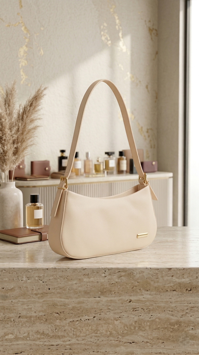 Image of Apro Beige Hand-held Bag Elegant Minimalist BEIGE Shoulder Bag for Women