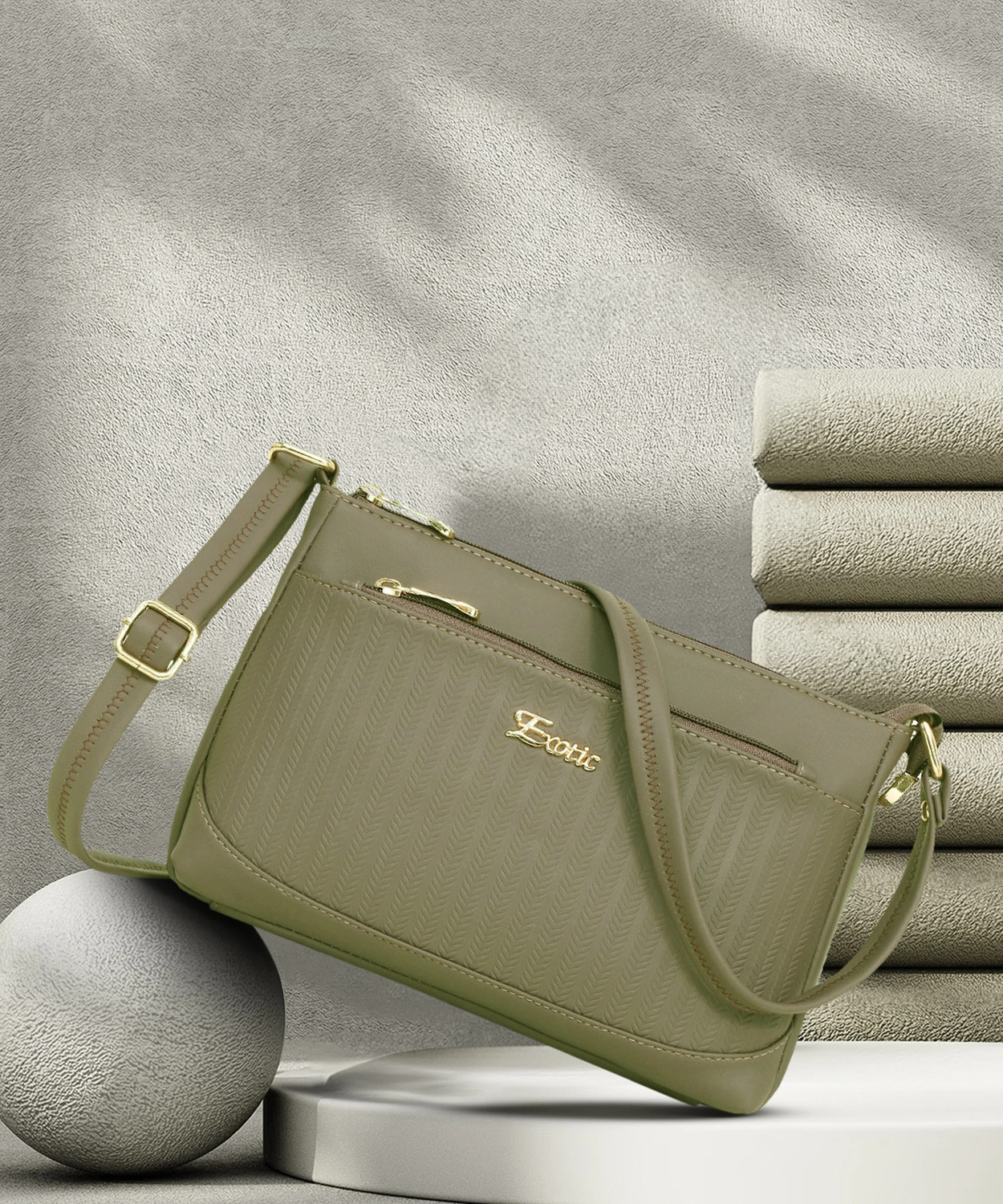 Image of Exotic Khaki Sling Bag Pop colour Sling bag