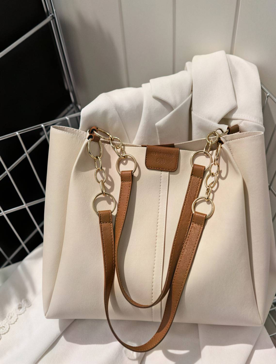ARK FASHION Beige Shoulder Bag Stylish Trendy Casual Trending Office Hand Bag