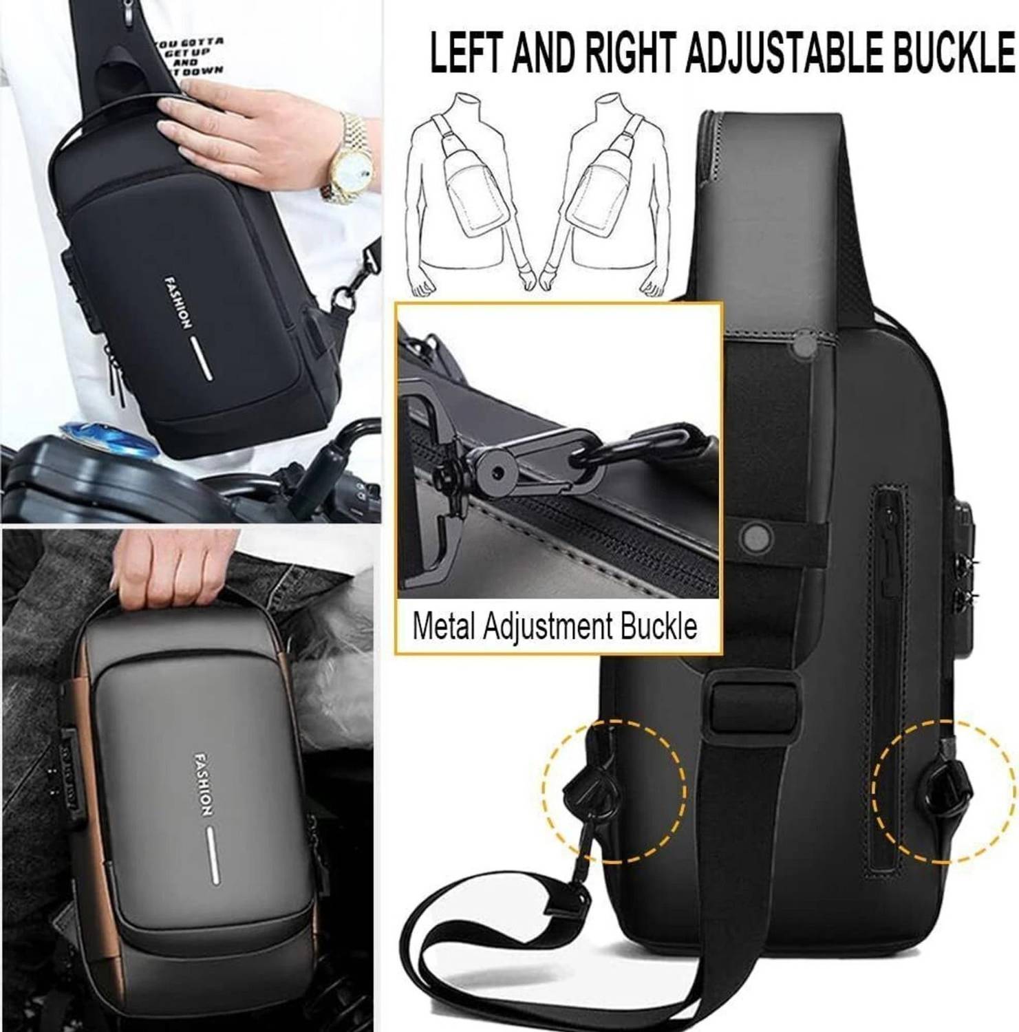 Progetto Black Sling Bag for Men - Image 2