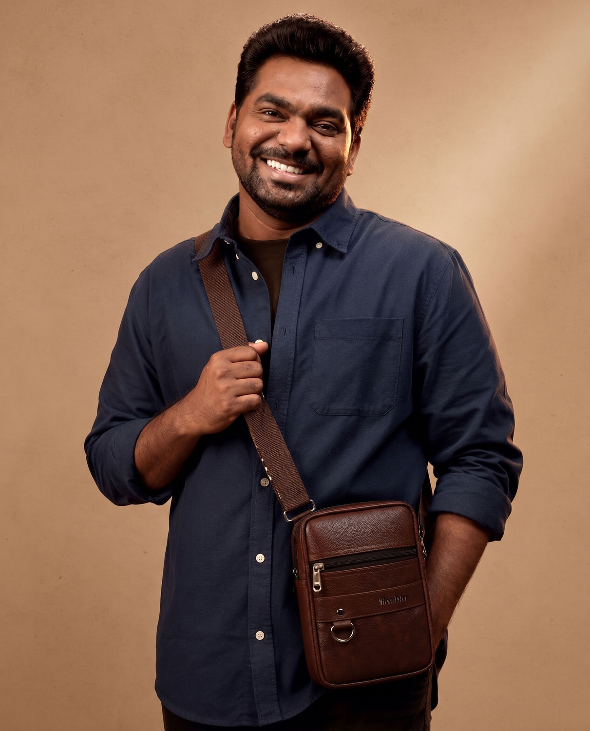 Image of Roadster Brown Sling Bag Vegan Leather sling bag for men