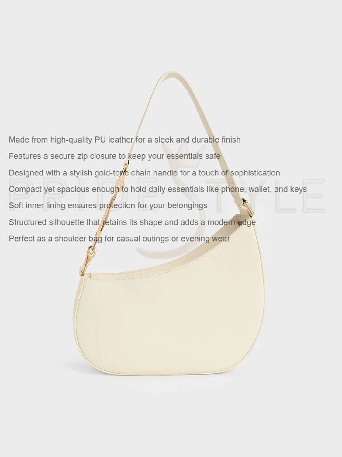 Image of s.p. pearls White Shoulder Bag Chic PU Leather Shoulder Bag.