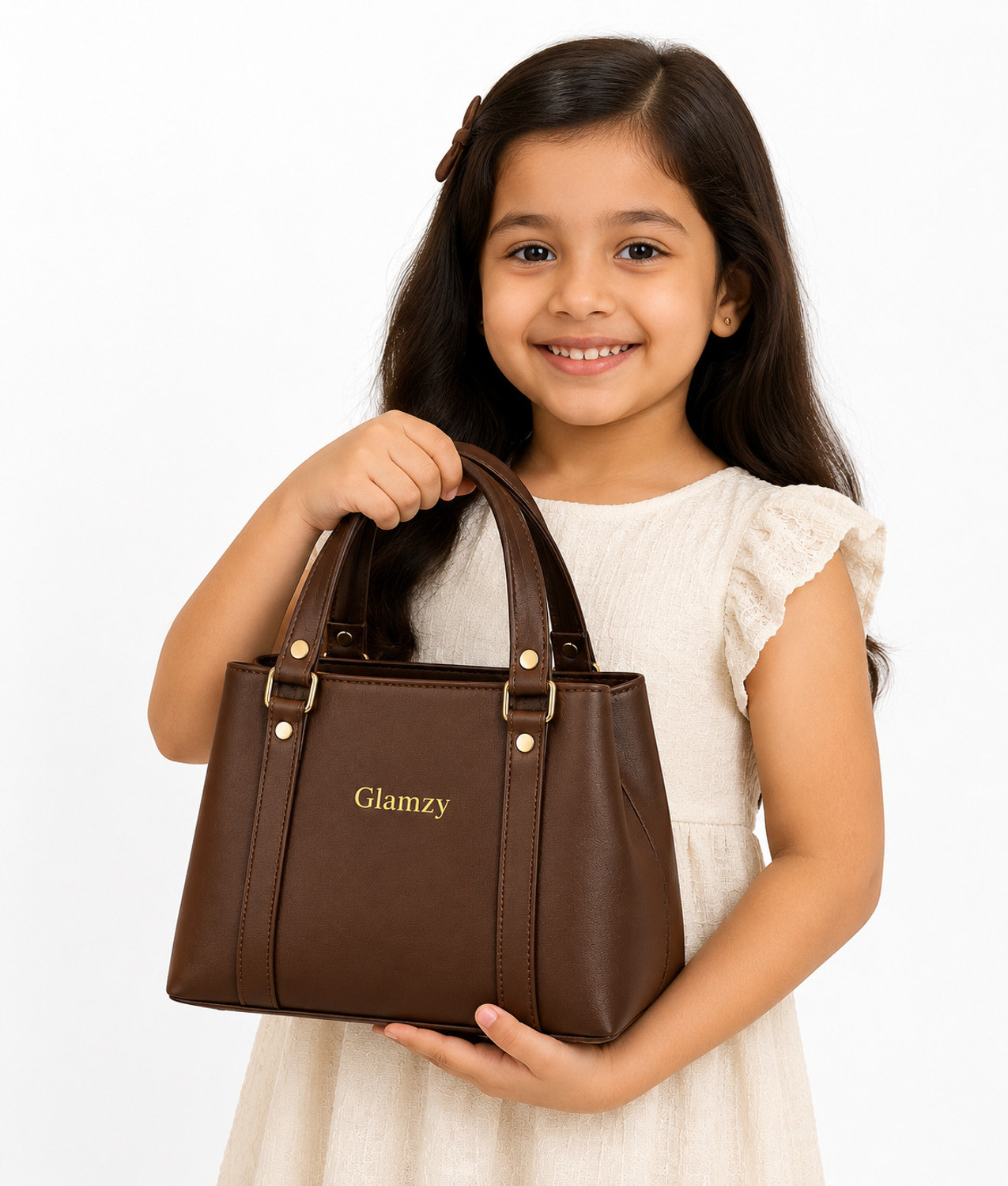 Image of GLAMZY Brown Hand-held Bag mini hand bag