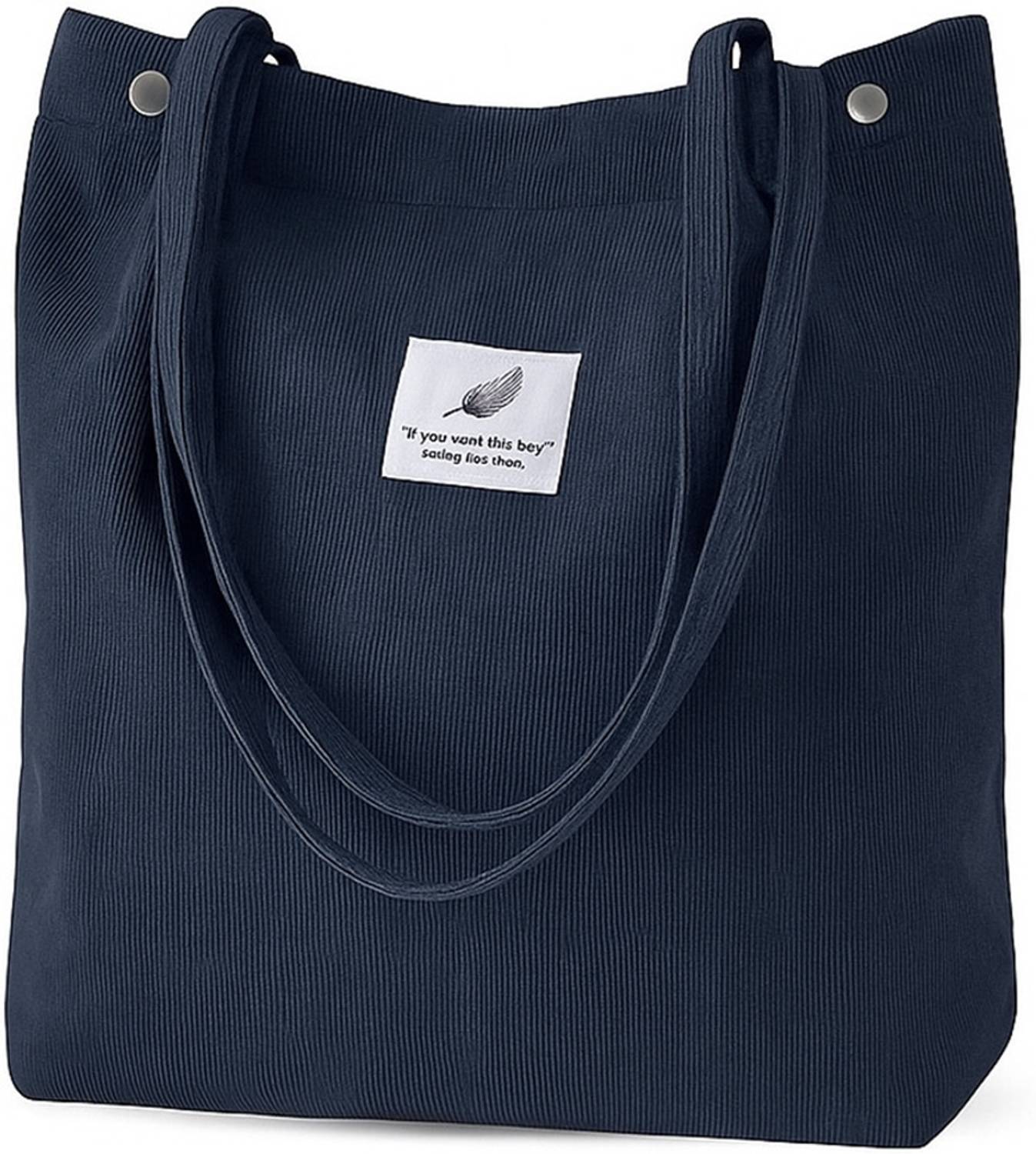 LYROVO Blue Tote Women Corduroy Shoulder Tote Bag for Work Beach
