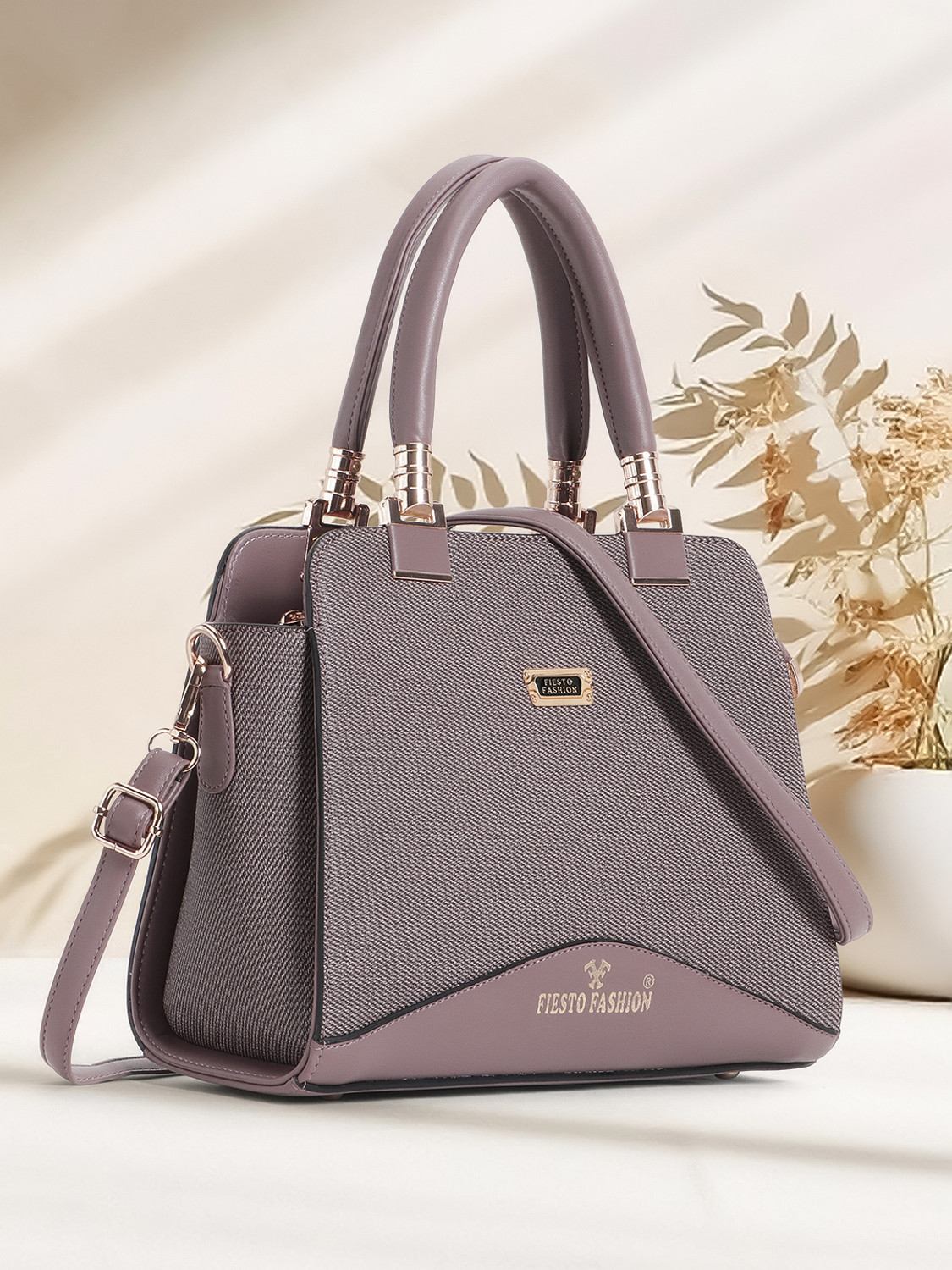 Fiesto fashion Purple Hand-held Bag Elegant Multi-Compartment Satchel Handbag