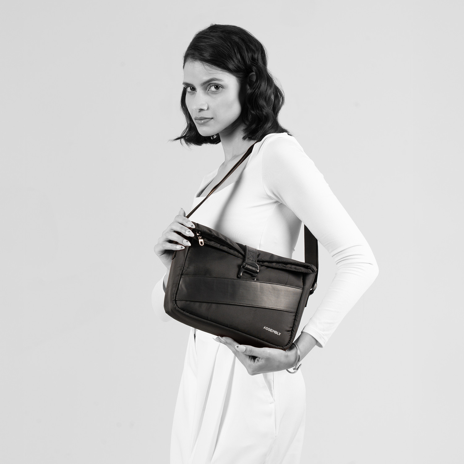 Image of Assembly Black Sling Bag Oblique Everyday Travel Crossbody Sling