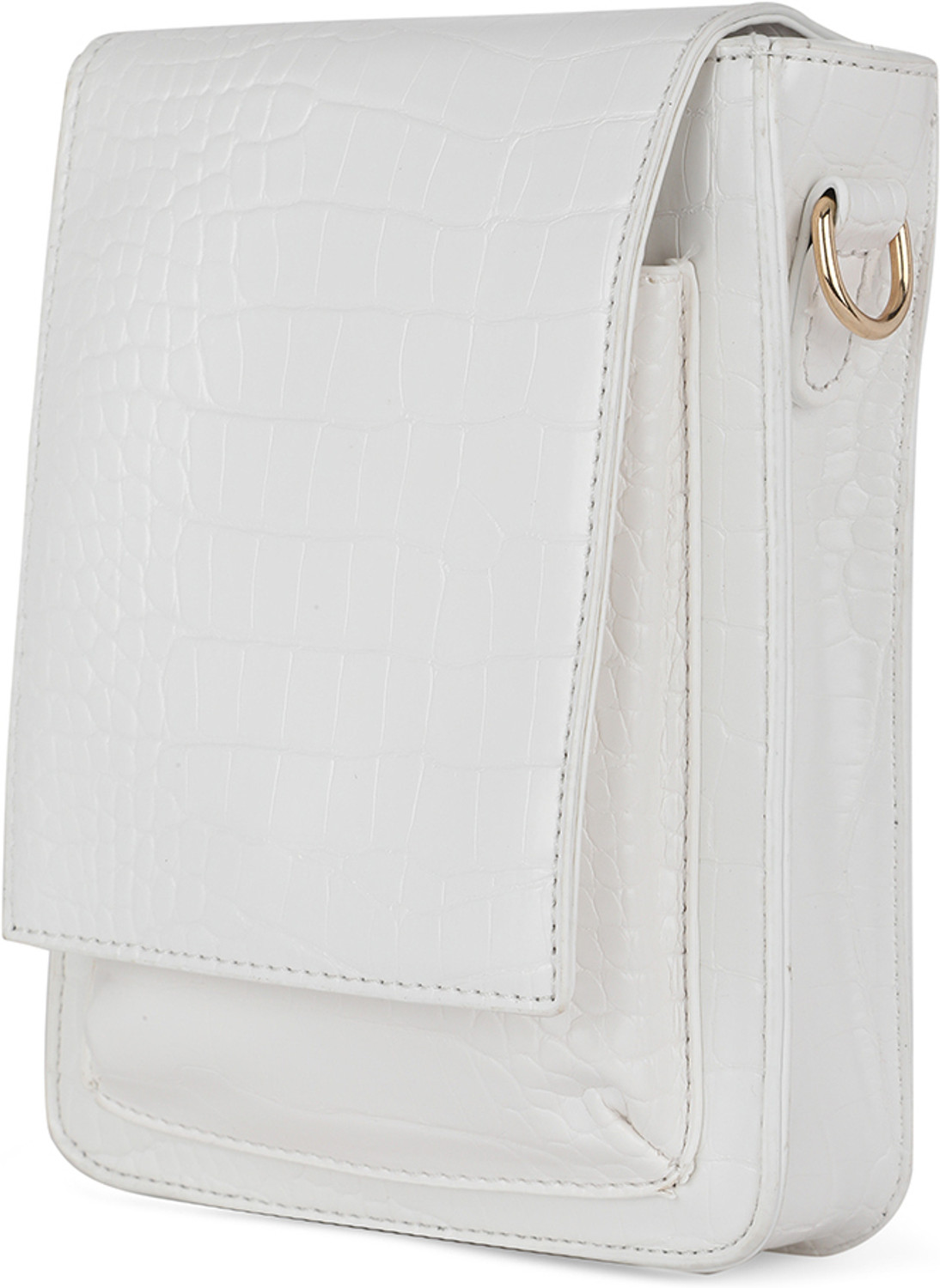 Image of Globus White Sling Bag Women White Animal Effect Small Rectangular Party Sling Bag