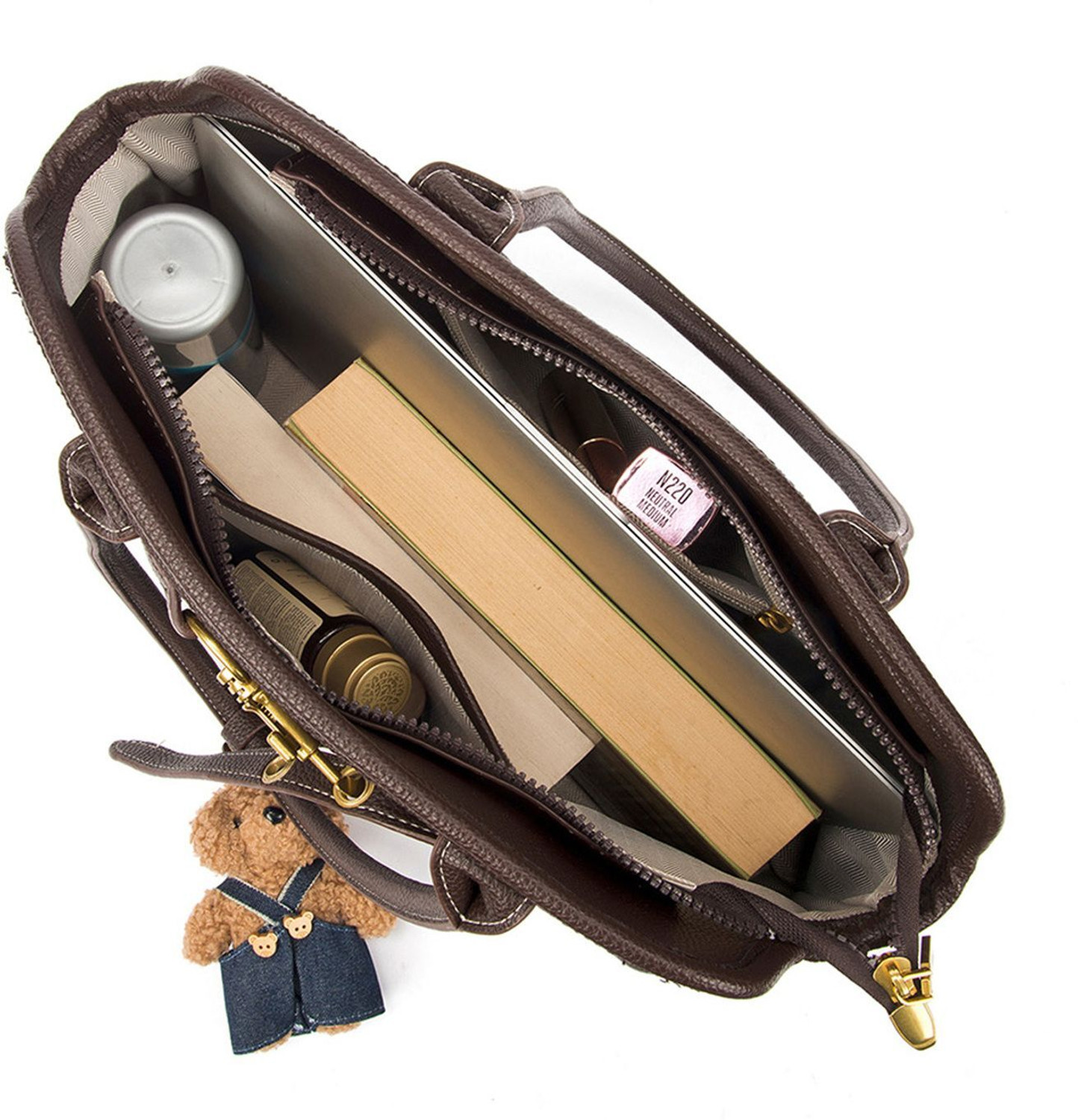 Image of LINO PERROS Brown Tote Avril Ivory