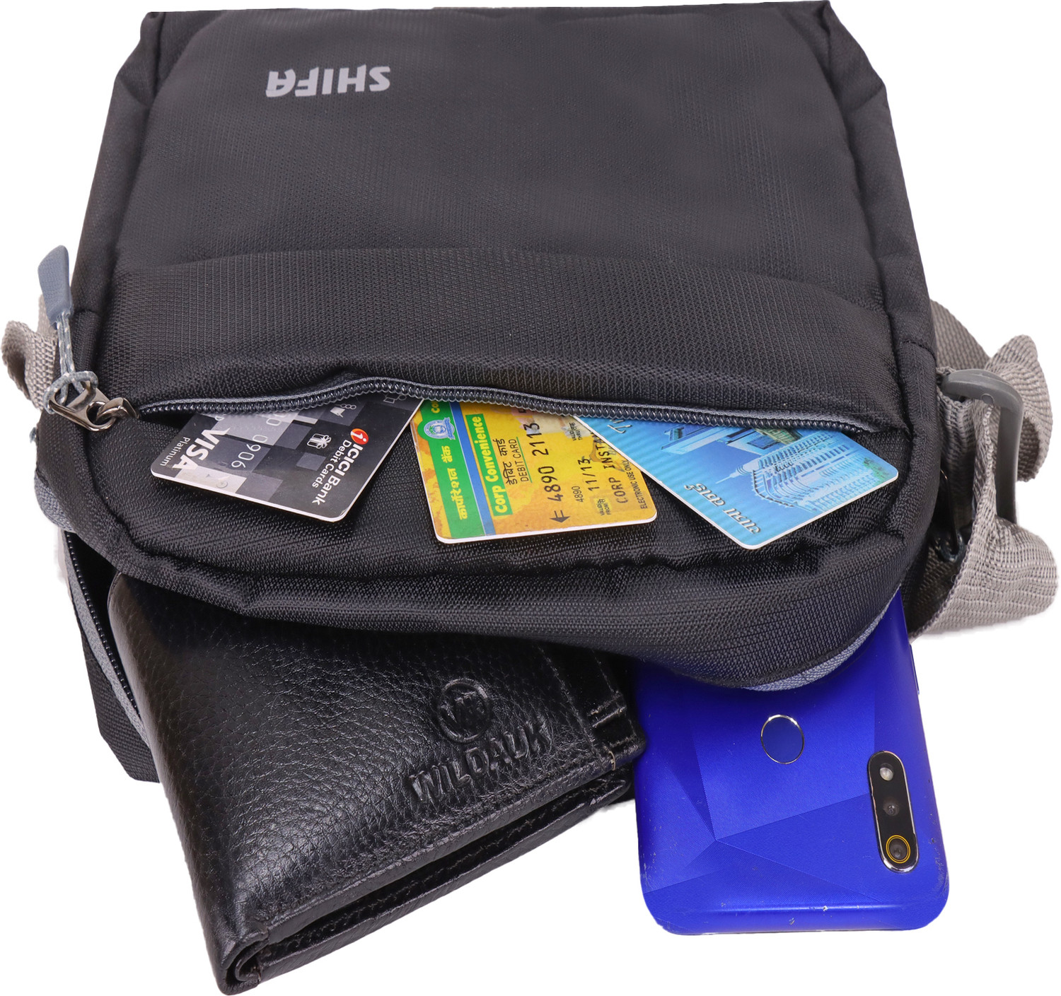 Image of DEZiRE CRAfTS Khaki Sling Bag Black MenStylishShoulder CrossBody Office Business Messenger Bag Water Resistant