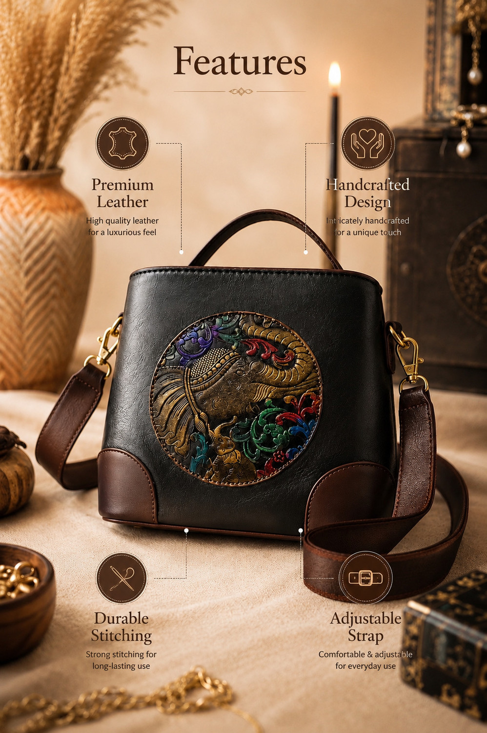 Image of AJ COL Black Sling Bag Black women sling bag
