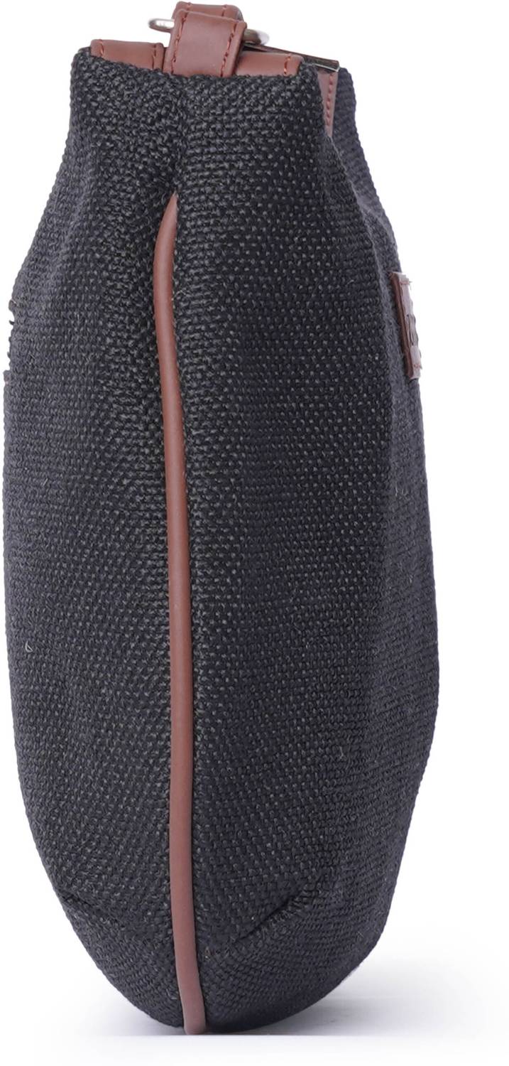 ZOUK Black Shoulder Bag Jet Black Structured Shoulder Bag Black