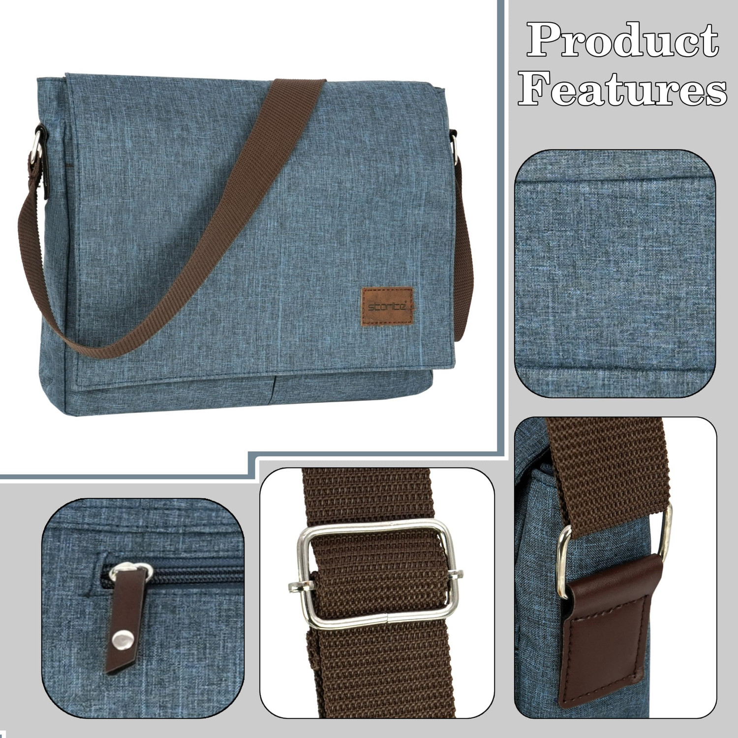 Image of STORITE Blue Sling Bag Travel Office Business Messenger One Side Shoulder Bag