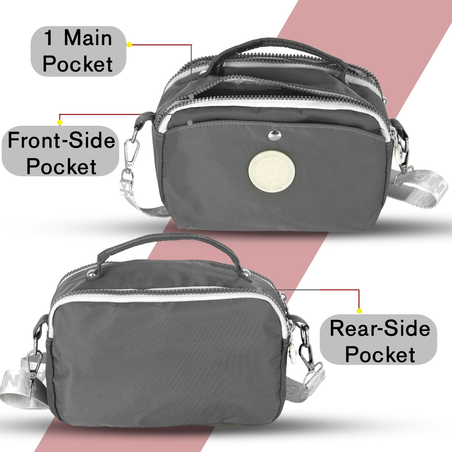 Image of STORITE Grey Sling Bag Stylish Side Shoulder Crossbody Bags For Girls