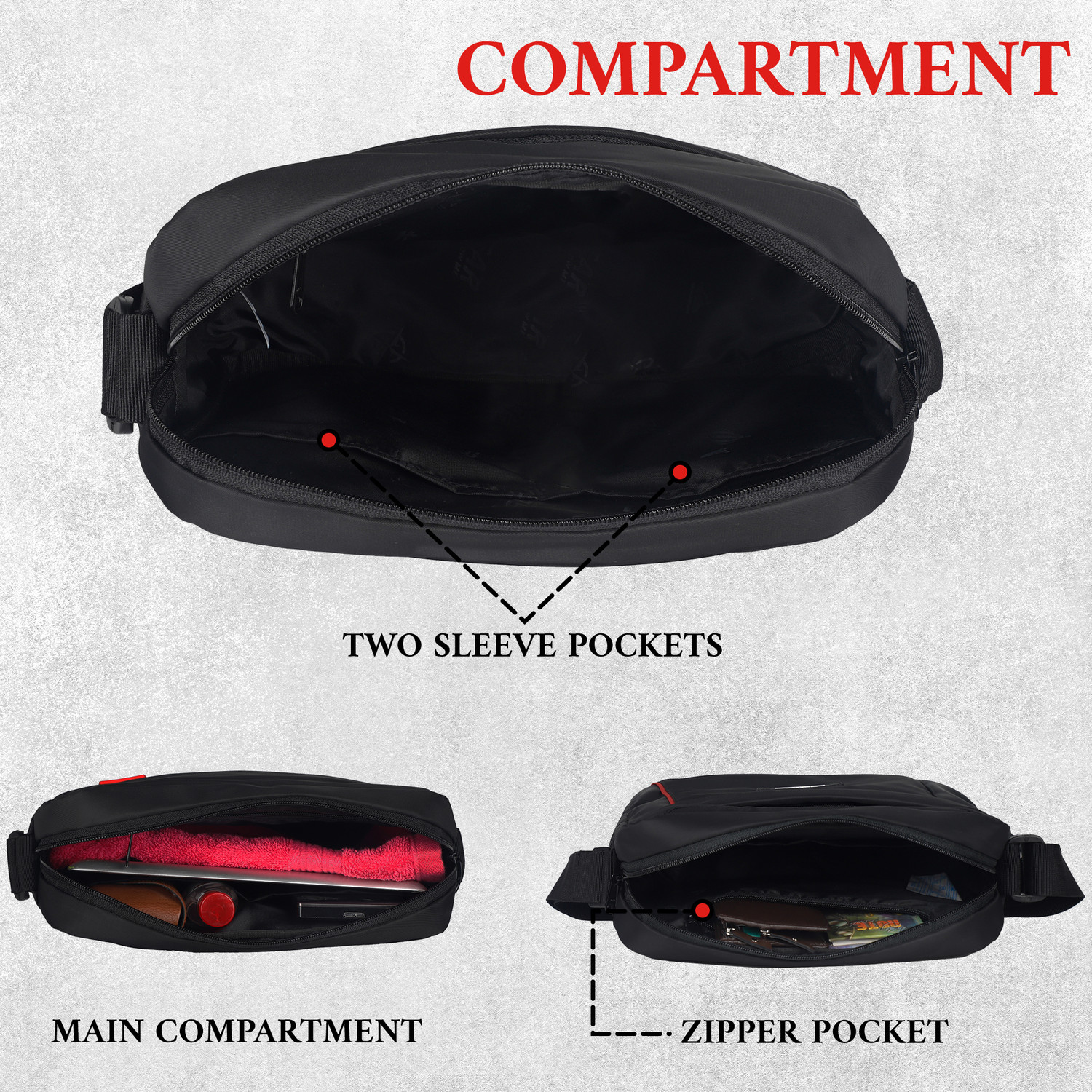 Image of F Gear Black Sling Bag Miami V2 Black