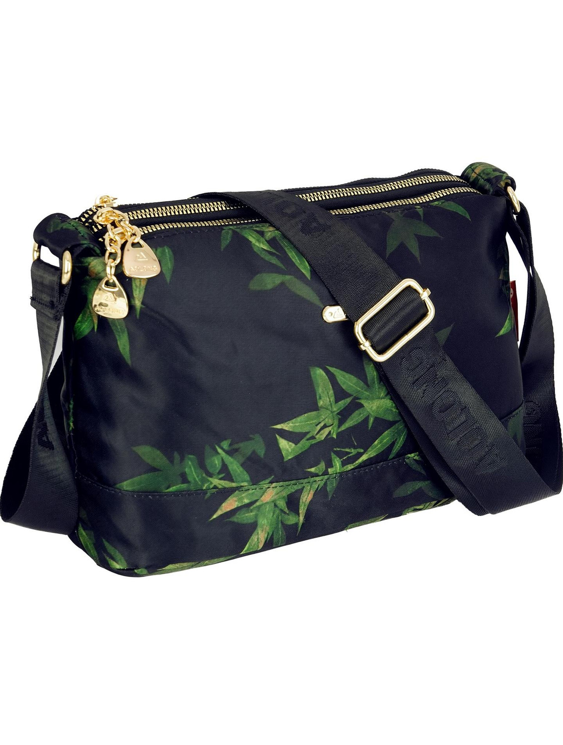 Image of STORITE Black, Green Sling Bag Crossbody Bag with Multi-Compartment, Adjustable Shoulder Strap