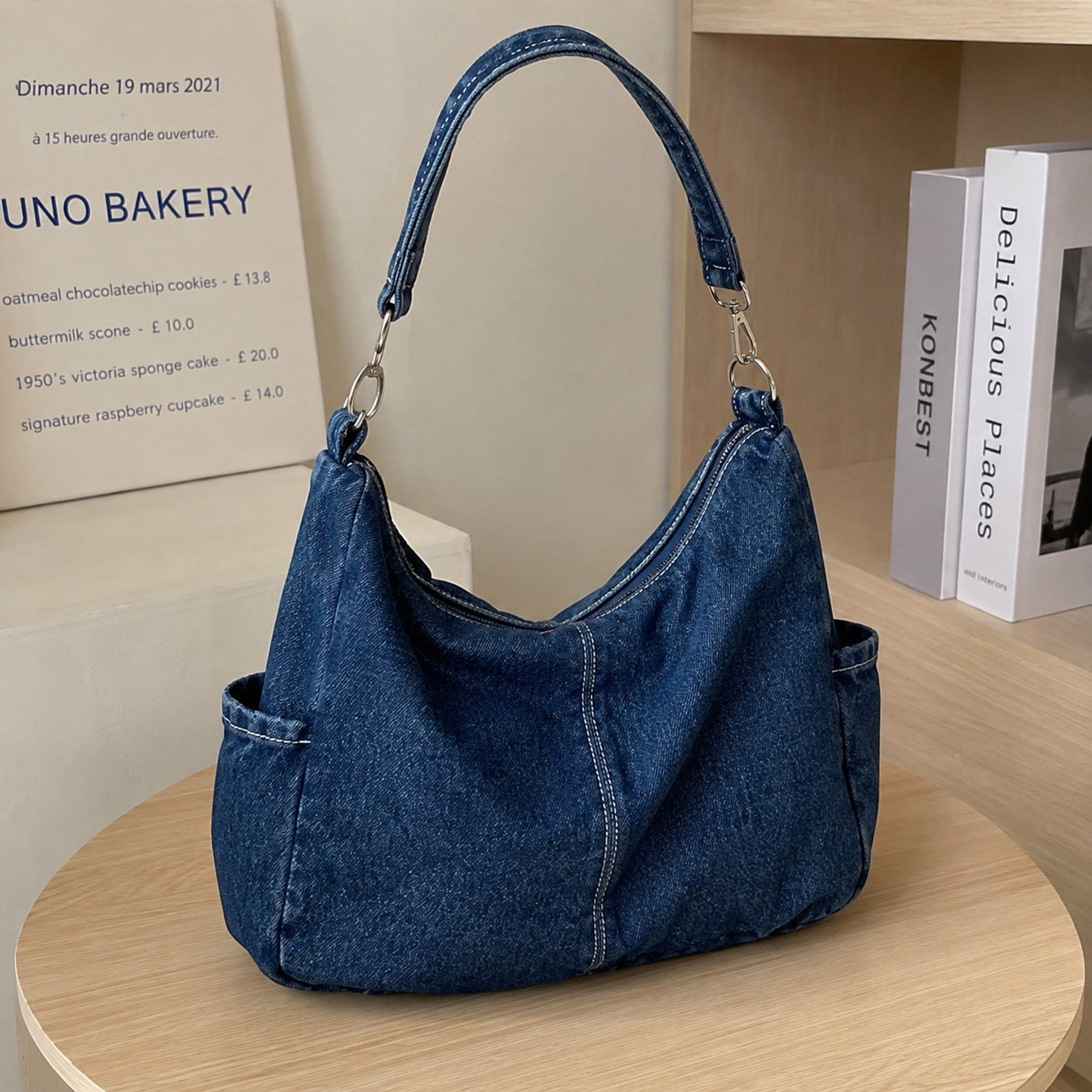 Image of HaveGlam Blue Messenger Bag new denim 2 pocket handbag