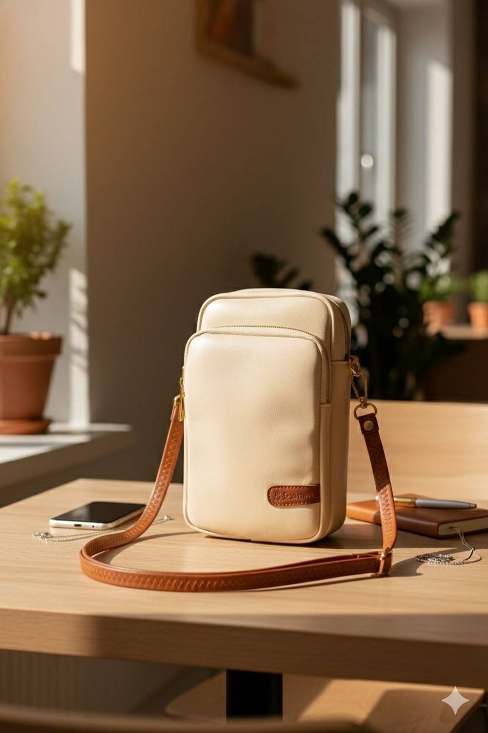 AhPremium Beige Sling Bag Sling bag women mobile phone Bag