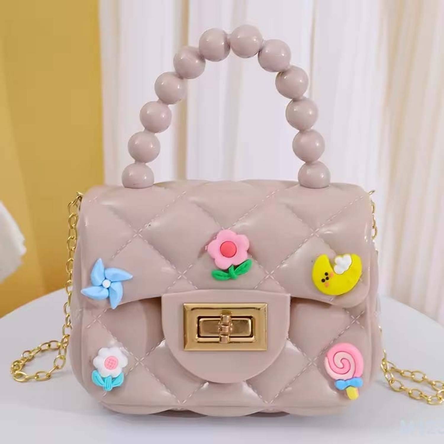 Atrani Beige Sling Bag Women Clutch Candy Jelly Mini Clutch Sling bag Kids09