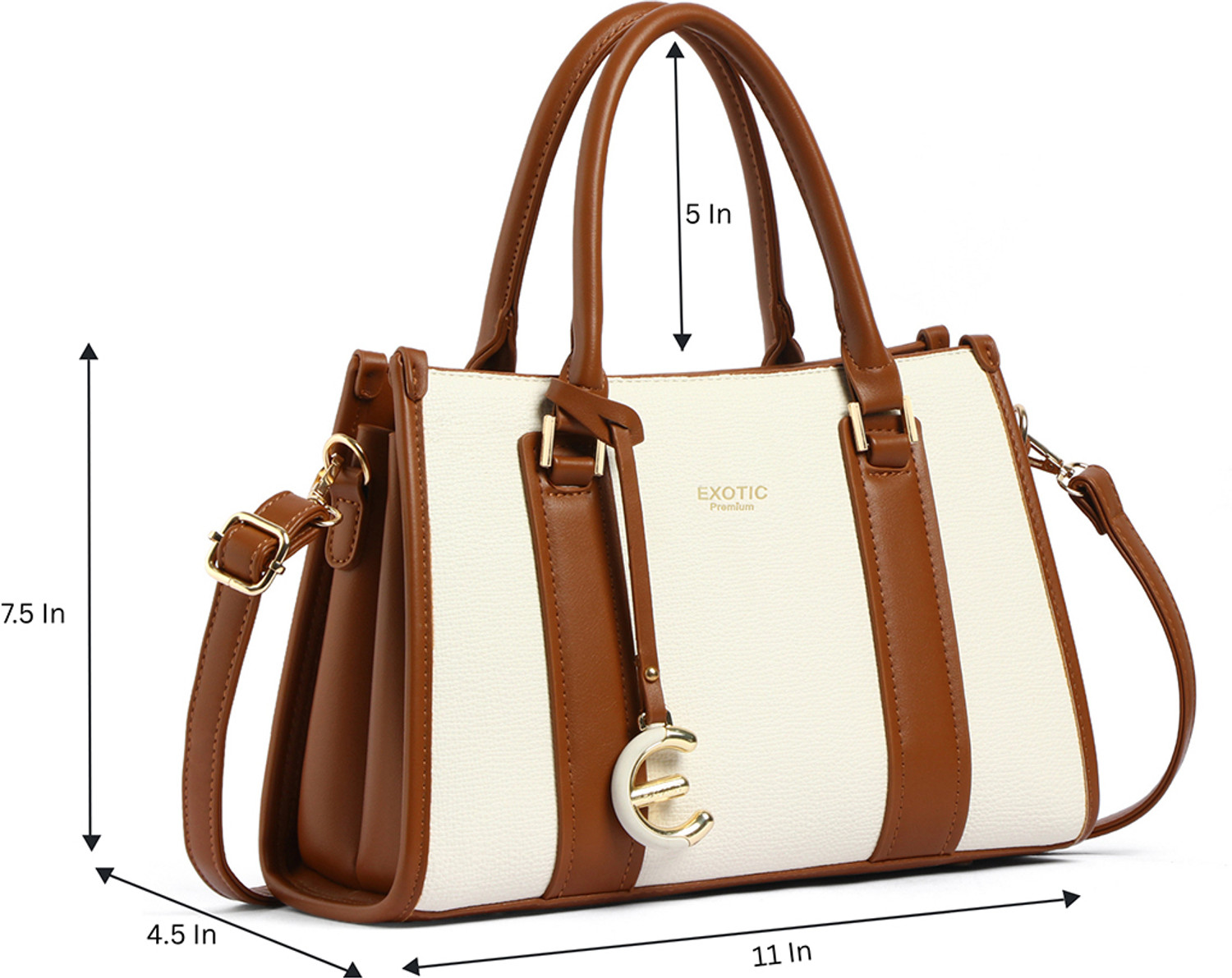 Image of Exotic White Women Hand-held Bag Orlina Duotone Structured