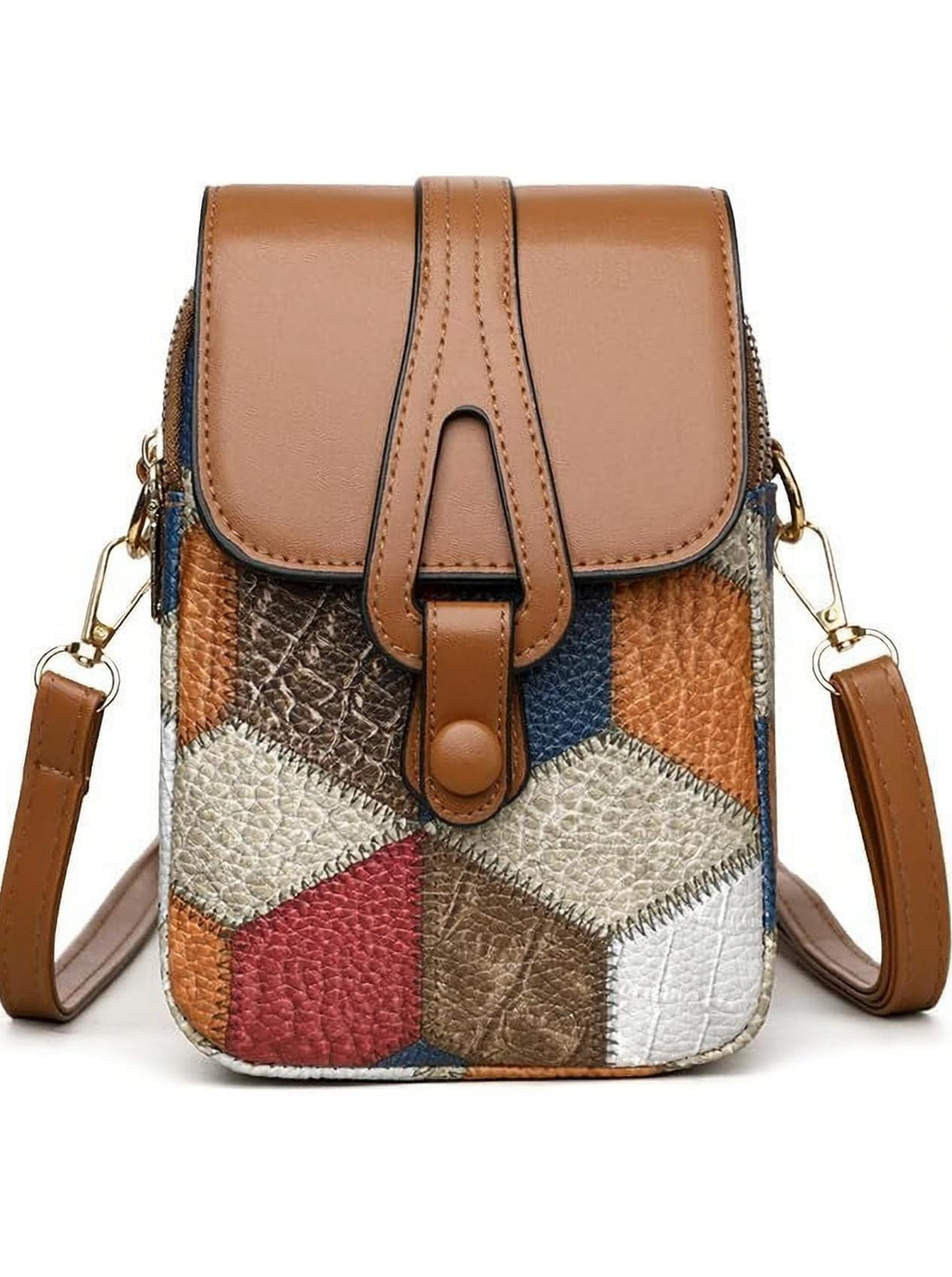 Image of MOMISY Multicolor Sling Bag Crossbody Sling Bag, Multi-Color Leather Phone & Card Holder