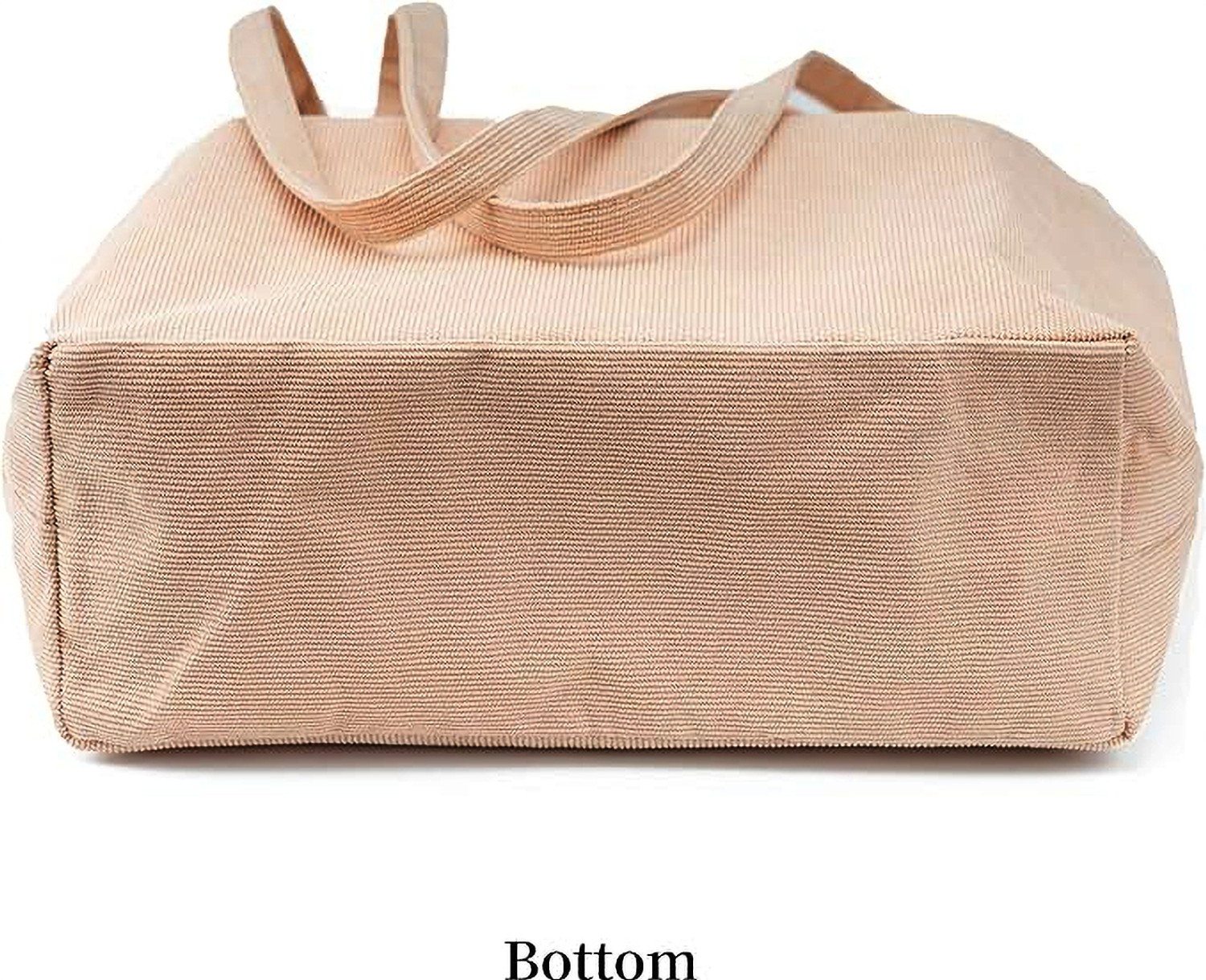 Image of LYROVO Beige Tote Women Corduroy Shoulder Tote Bag for Work Beach Travel and Shopping Grocery