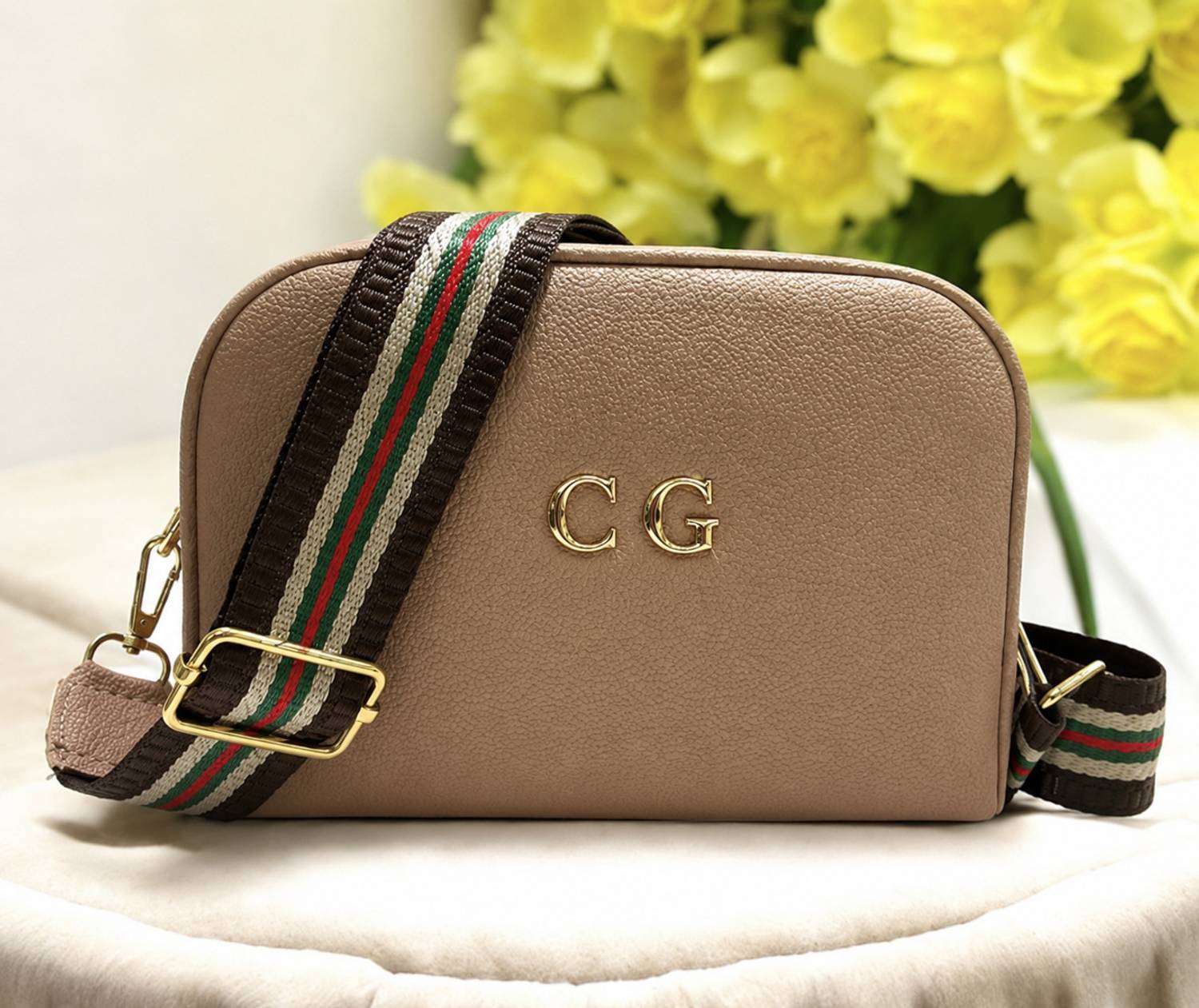 Carissa Beige Sling Bag Trendy Designer Zipper girls party Bag's