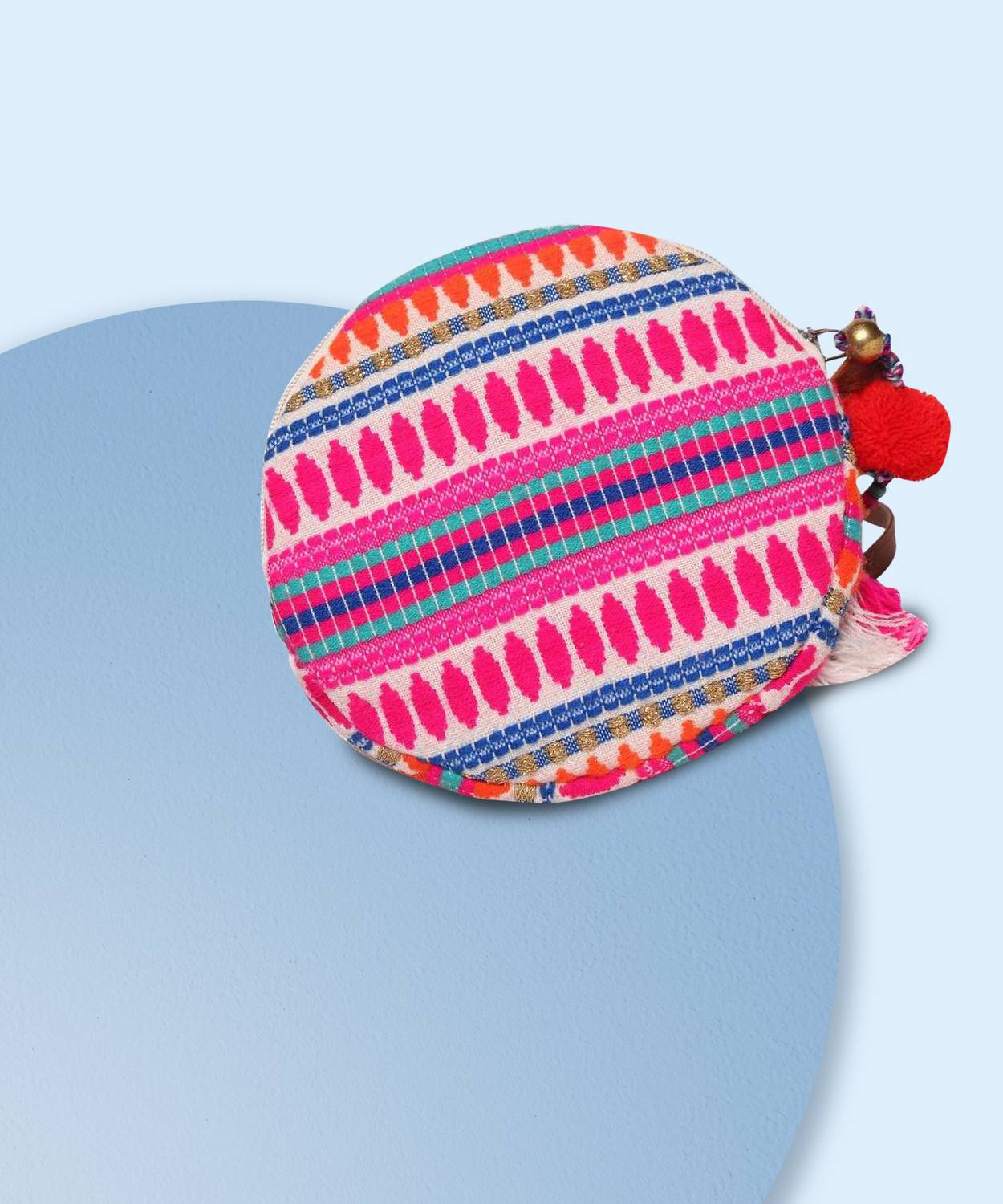 ASTRID Purple Sling Bag Round Sling Bag With Pompoms For Girls
