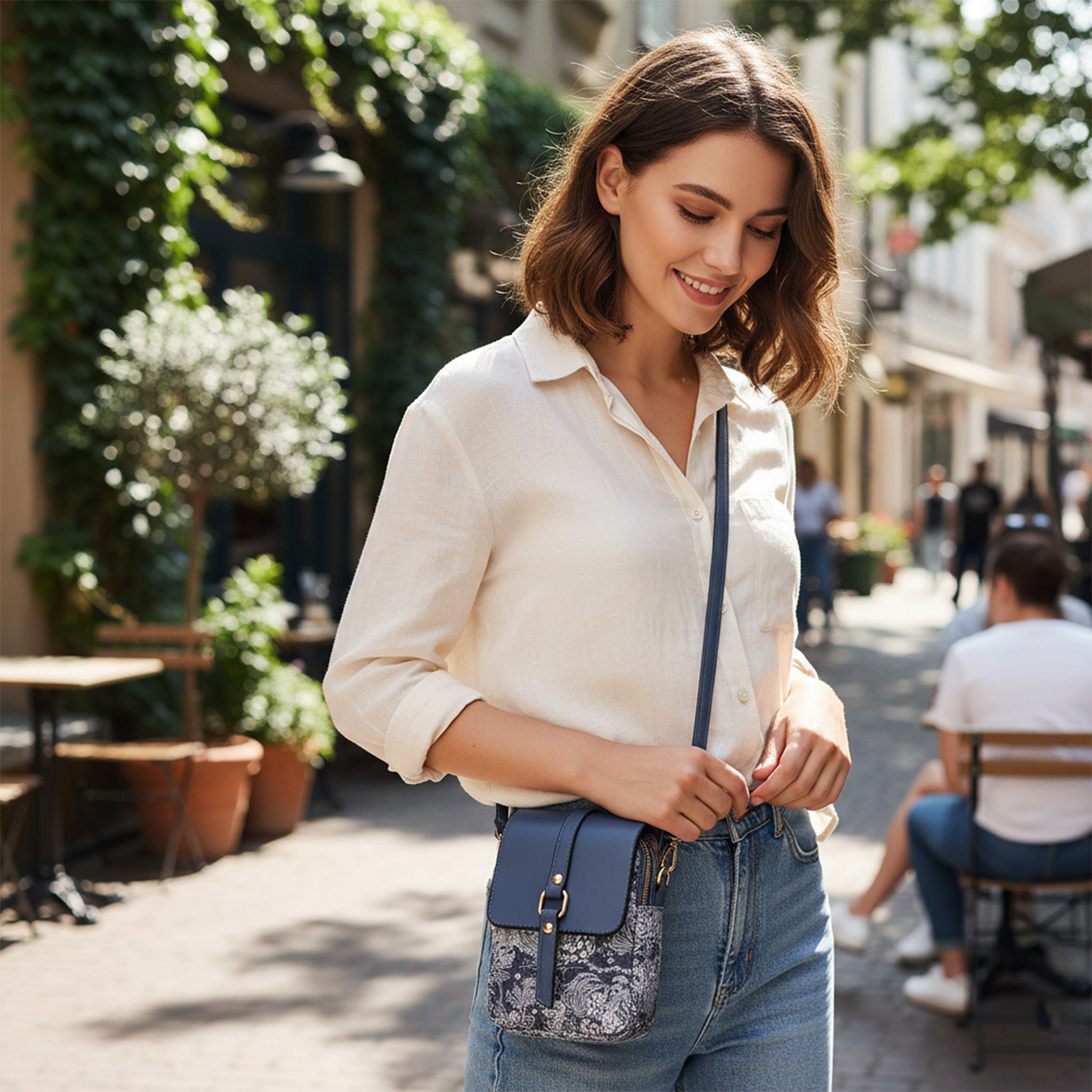 Image of MOMISY Blue Sling Bag Women's Crossbody Sling Bag