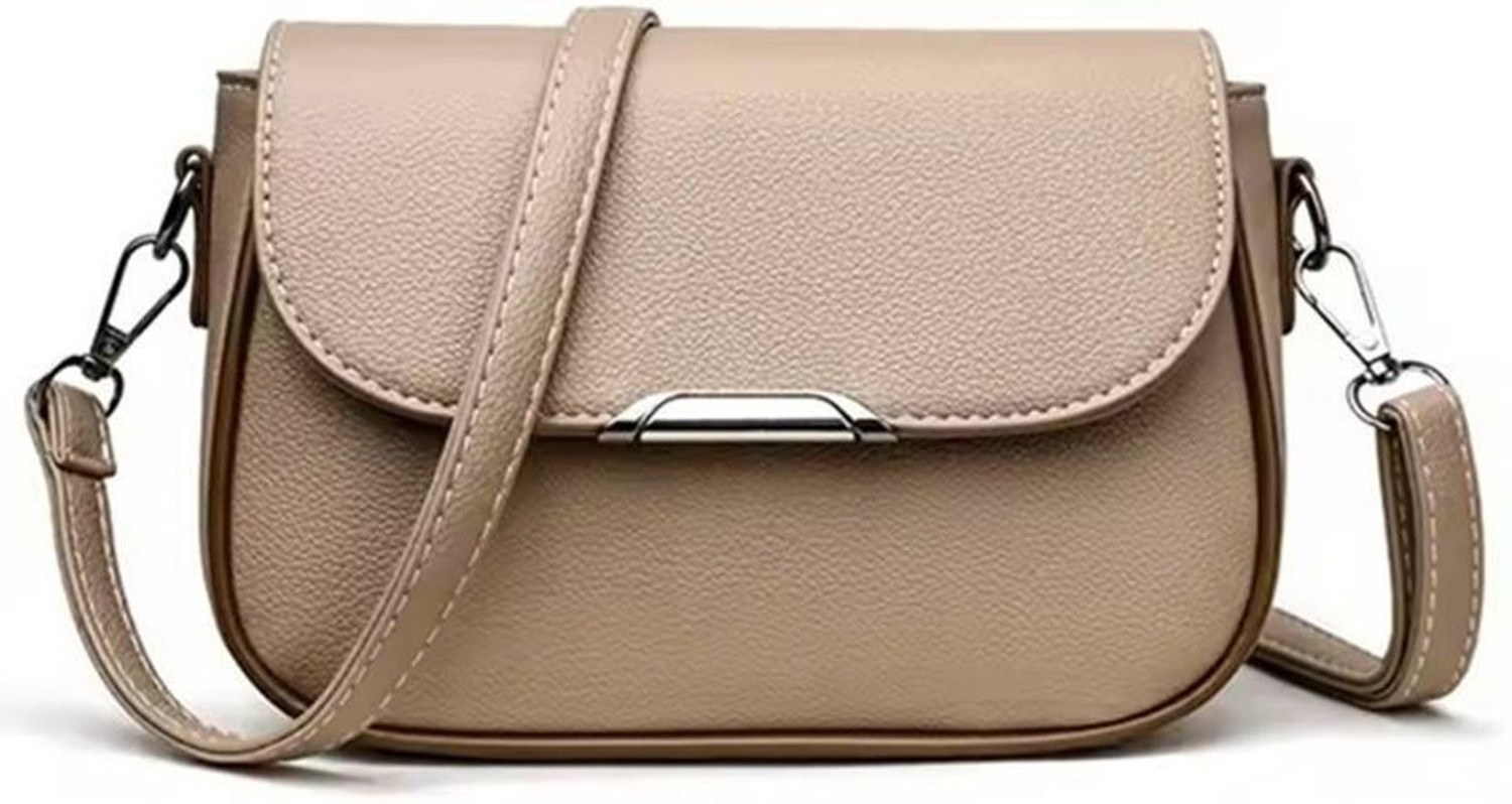 Image of ZAALIQA Khaki Sling Bag Luxury Designer Women's Crossbody and Shoulder Bags. Travel Bags for Ladies