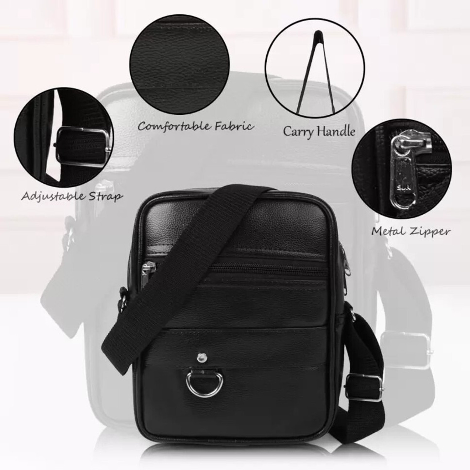 Image of house of common Black Men & Women Sling Bag Stylish Cross Body Sling bag for Office, Cash, Business Collection, Travelling