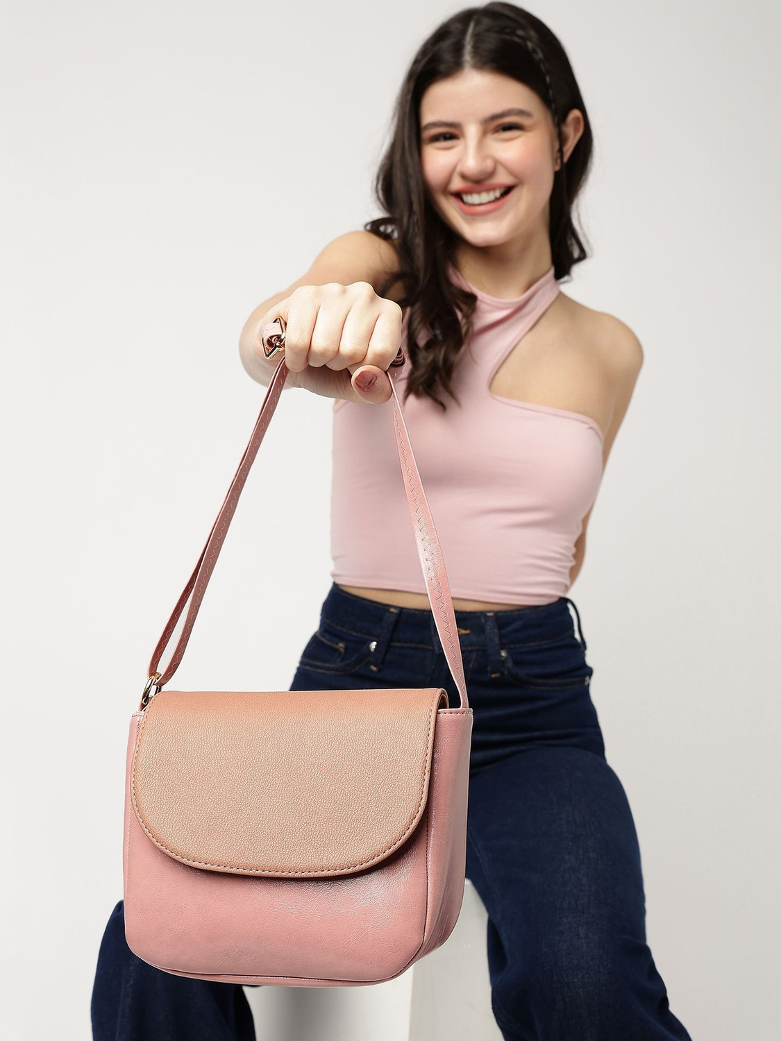 Image of Fastrack Pink Sling Bag Color Blocked