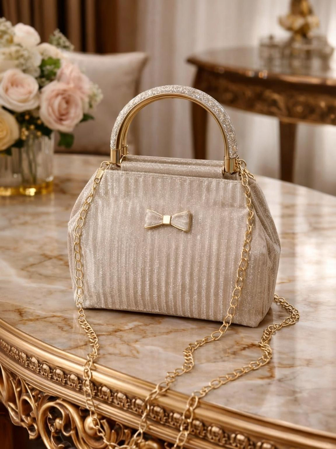 Image of Trend james collection Silver Women Sling Bag Party, Wedding & Festive Handbag | Stylish Mini Shoulder Purse for Ladies