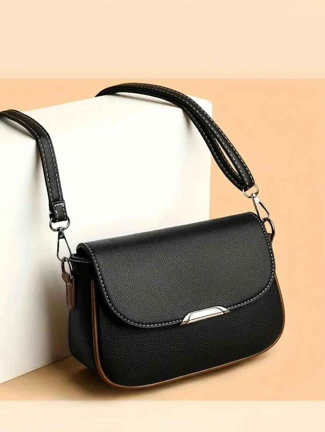 Image of Svemir Orange Sling Bag Black Women Sling Bags