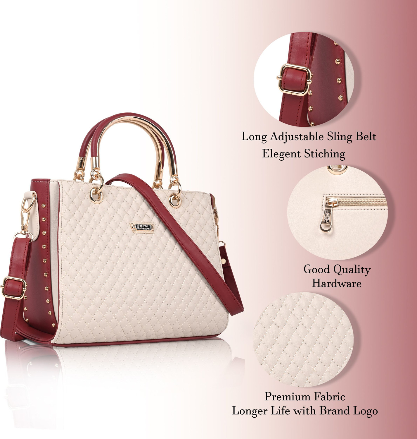 Image of Fiesto fashion White Hand-held Bag Stich Quilted
