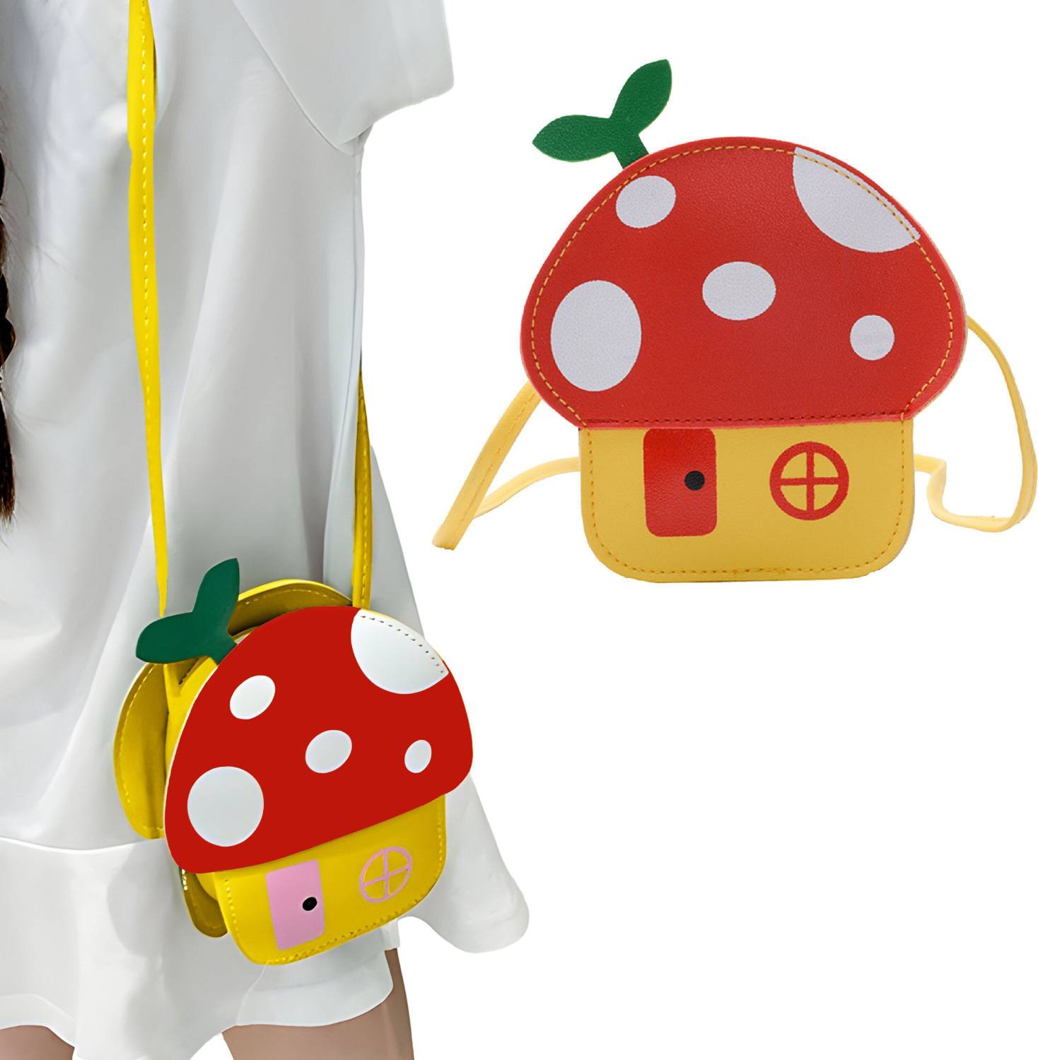 Bembika Red Sling Bag Trendy Colorful And Stylish Crossbody Small Sling Backpack Mushroom Design