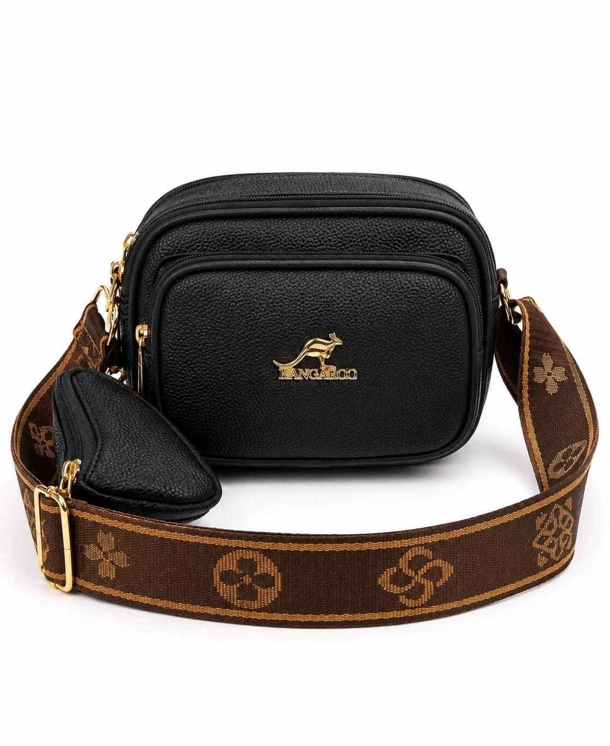Image of Eleni Black Sling Bag Women's Black Crossbody Sling Bag Premium PU Leather Adjustable Strap