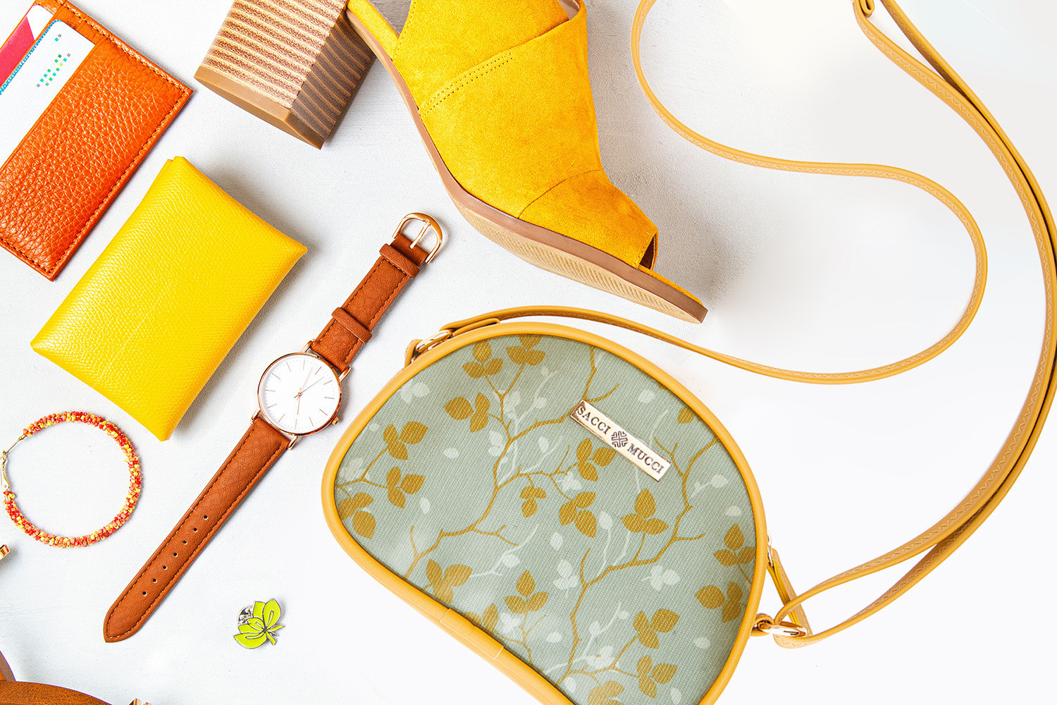 Image of house of common Yellow Sling Bag sling bag-Floral Tree Twig