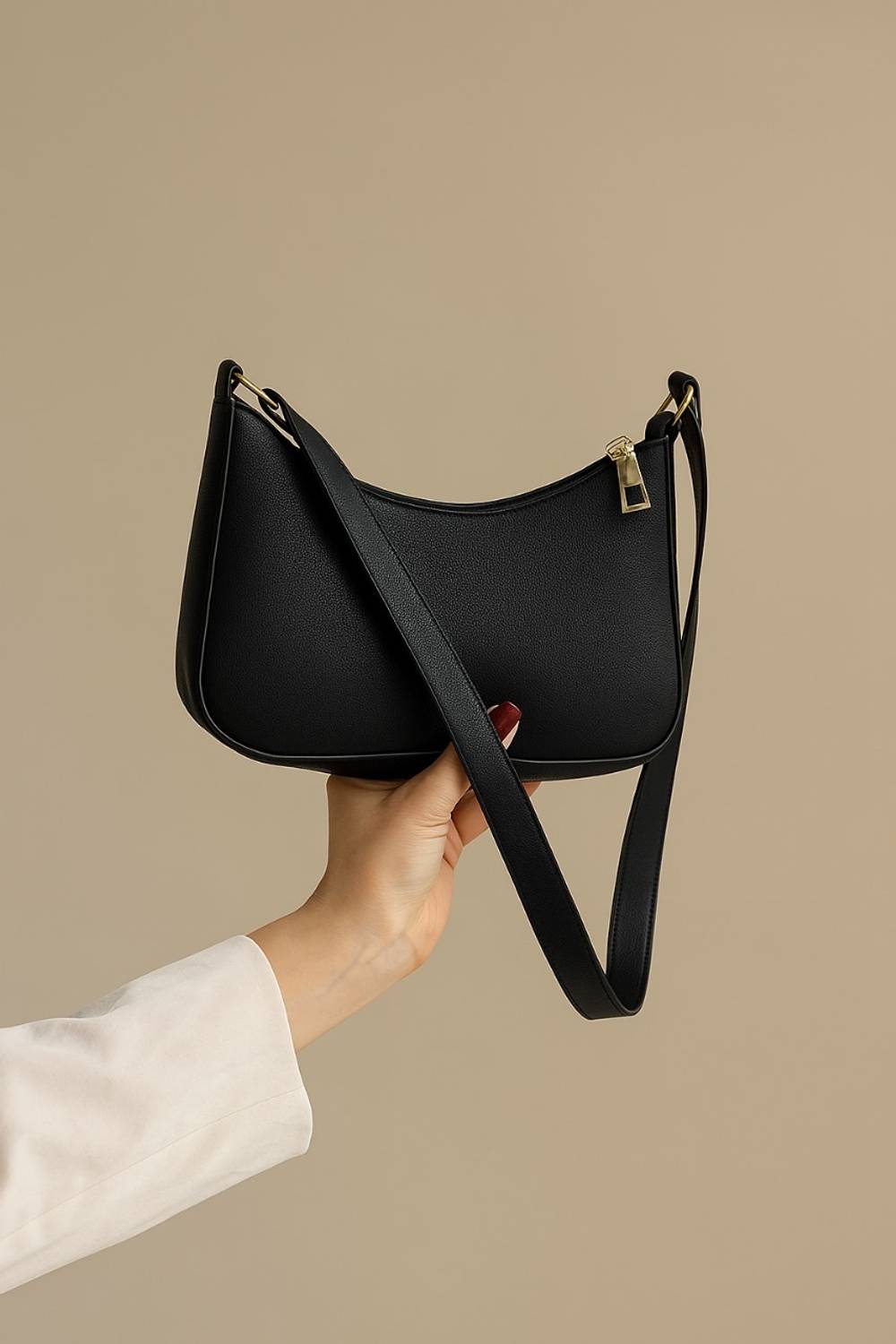 Zeraqi Black Sling Bag Half moon black black - Price in India