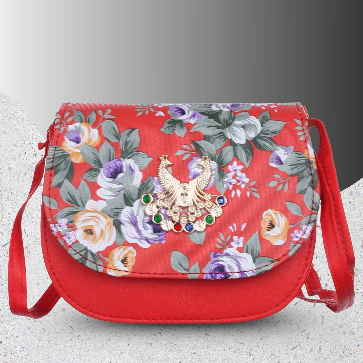 BLAZEHAVEN Red Sling Bag Kids Printed Sling Bag | Spacious Main Compartment | Magnetic Button Closure |