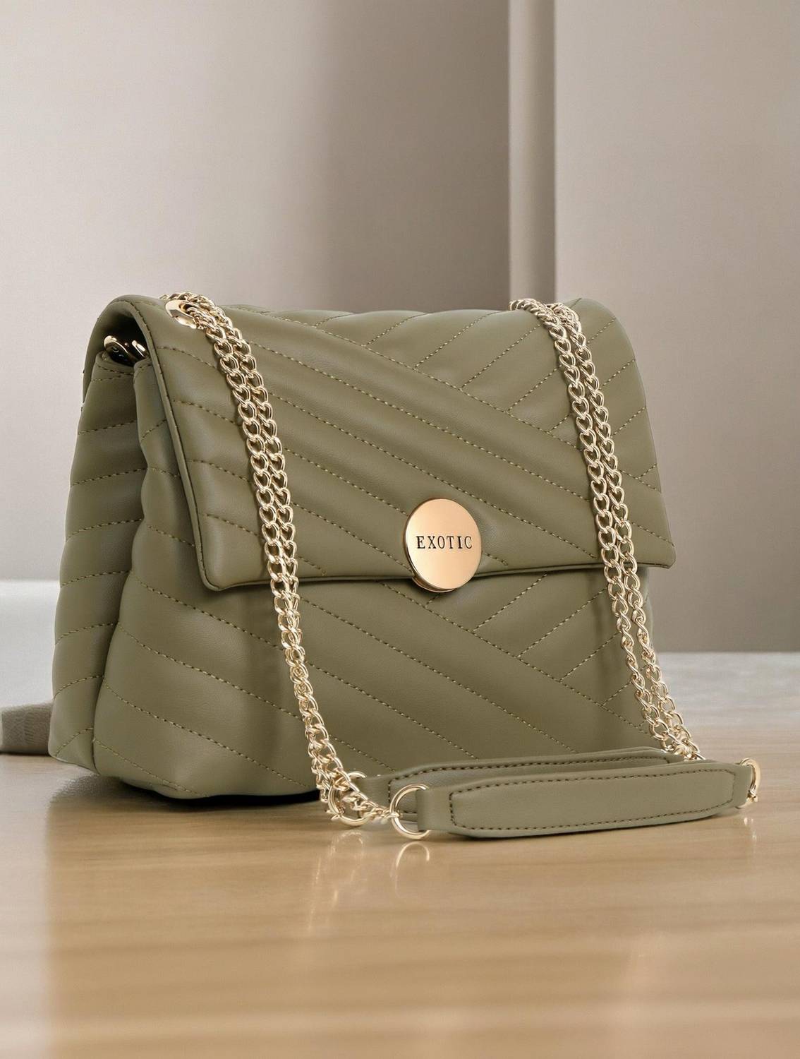 Exotic Khaki Sling Bag Quilted stich sling bags