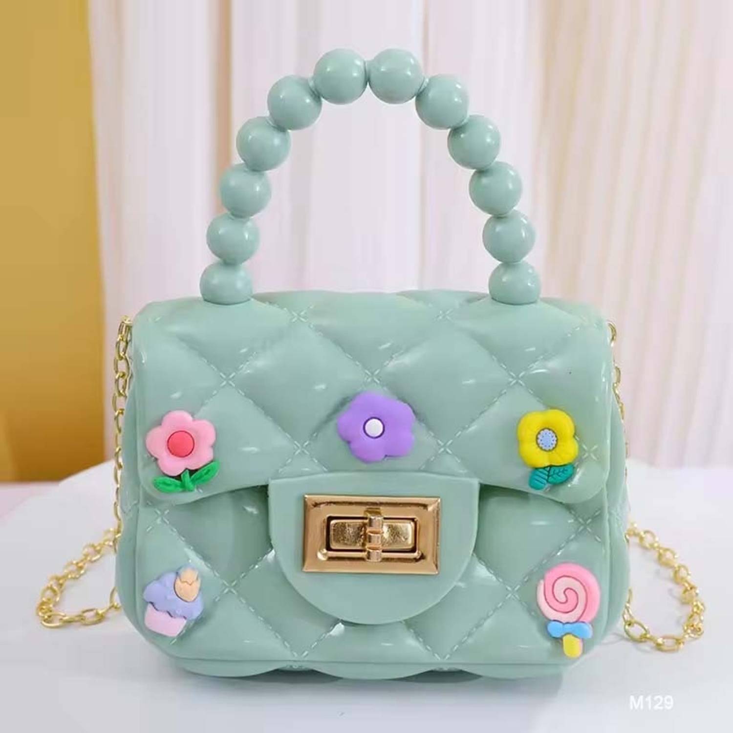 BTB Green Sling Bag Blush Charm Quilted Mini Handbag@Green129
