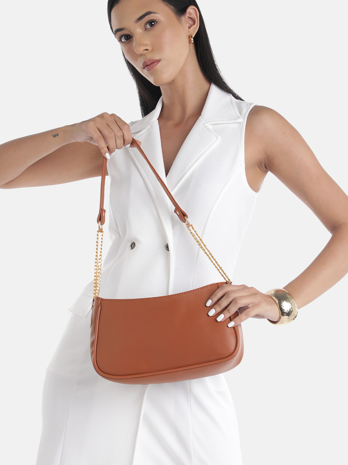 Image of Mast & Harbour Women Tan Shoulder Bag