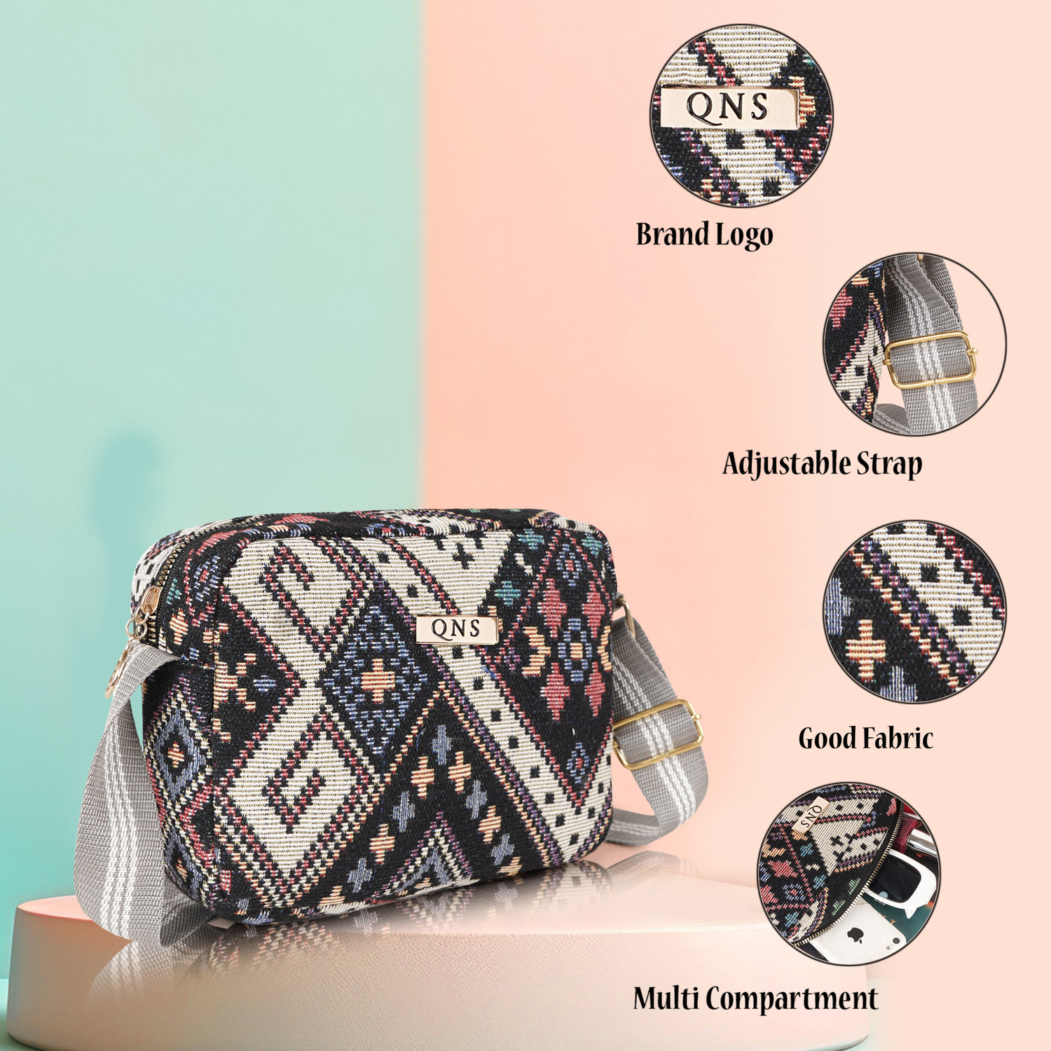 Image of QNS Grey Sling Bag Versatile Crossbody Sling Bag For Women And Girls